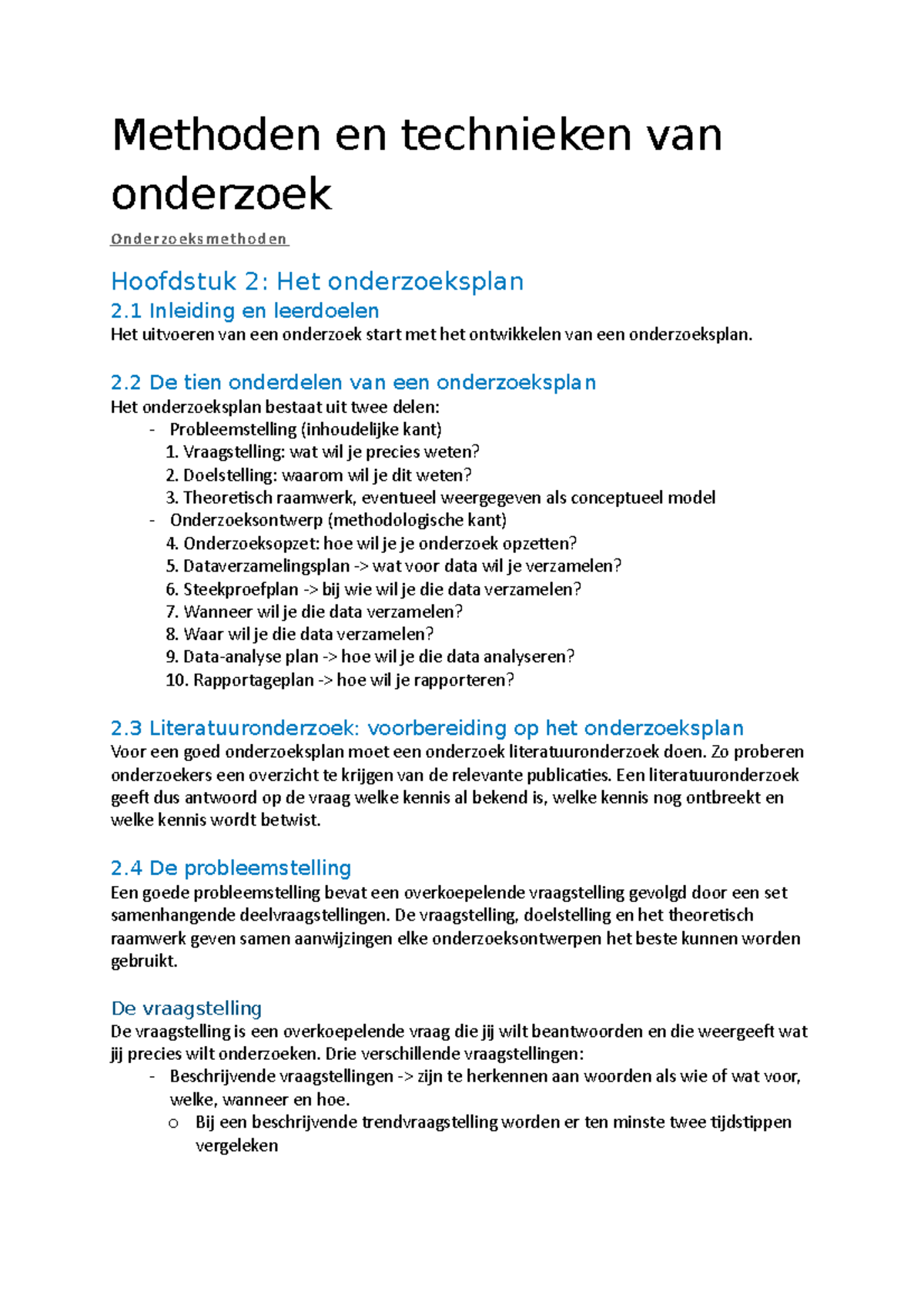 Samenvatting - Onderzoeksmethoden - Methoden En Technieken Van ...