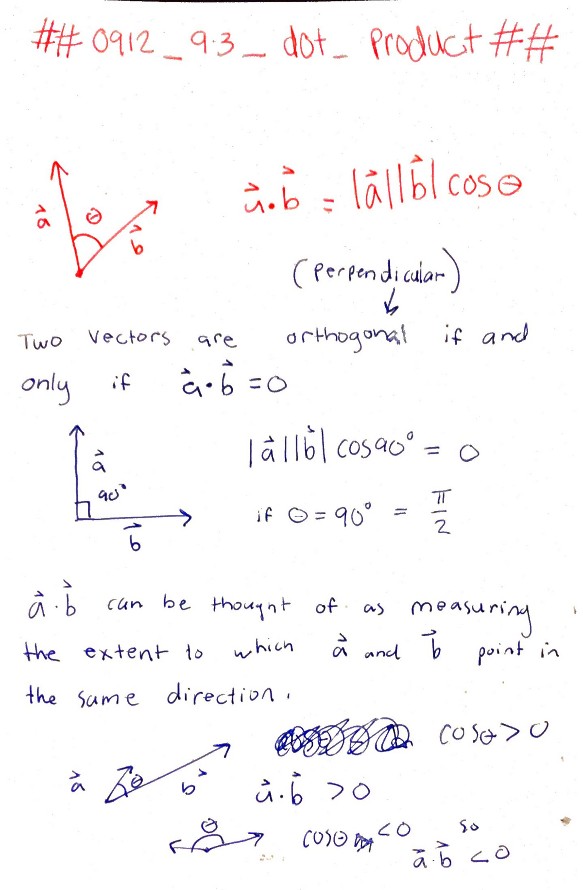 0912 9 3 Dot Product Lecture Notes 9 Studocu