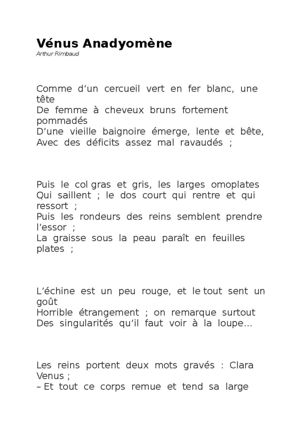 V nus Anadyom ne Rimbaud R sum LJMP