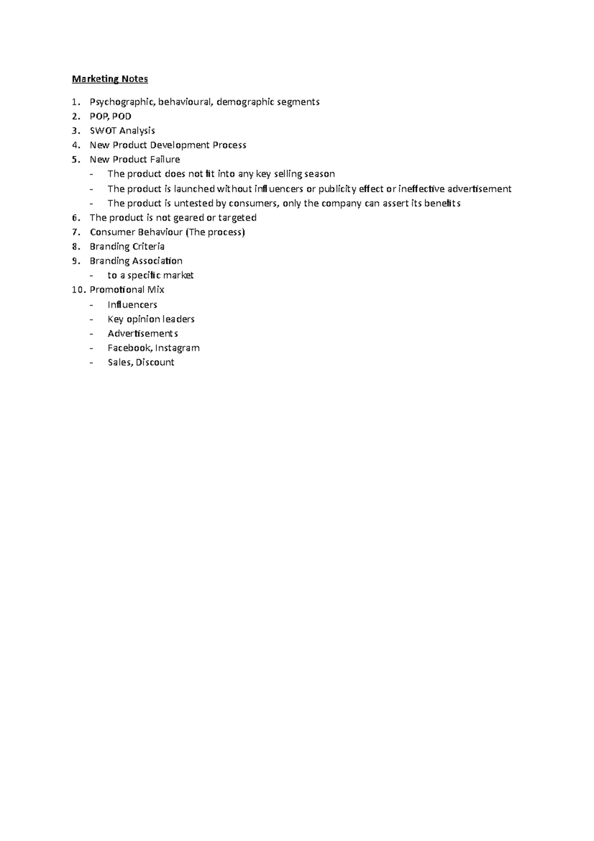 Marketing Notes - Marketing Notes Psychographic, behavioural ...