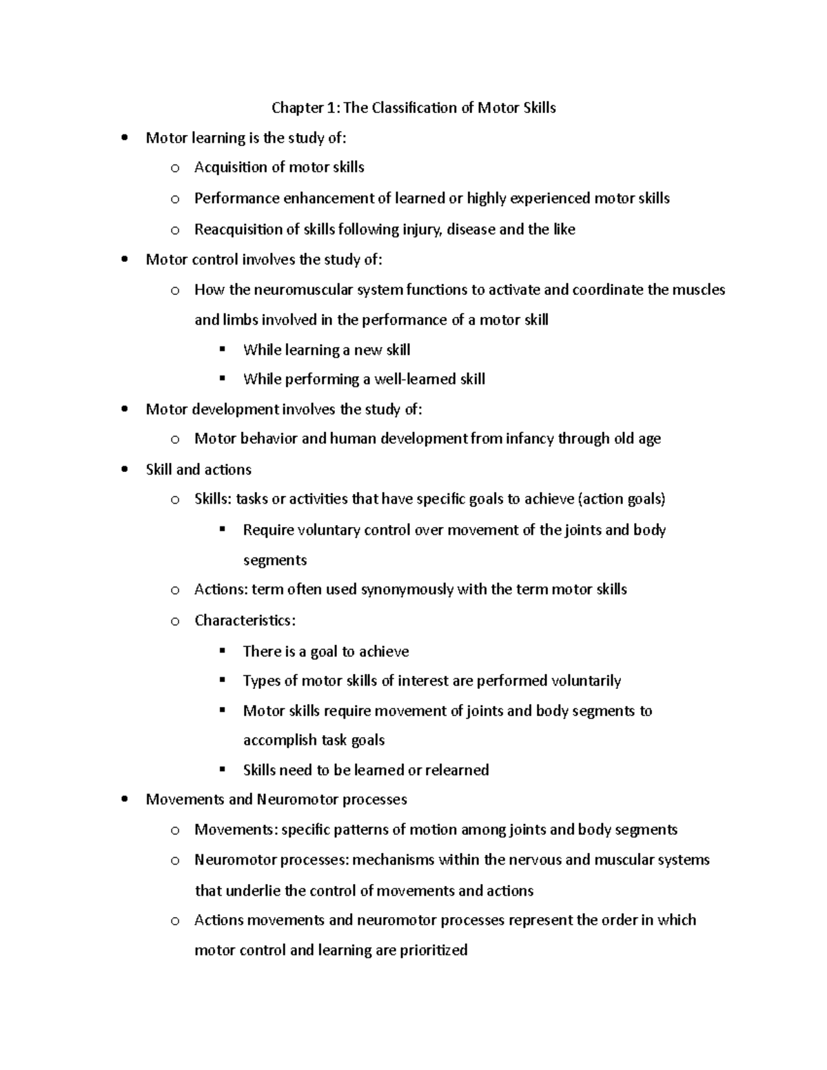 MB unit 1: The Classification of Motor Skills - Chapter 1: The ...