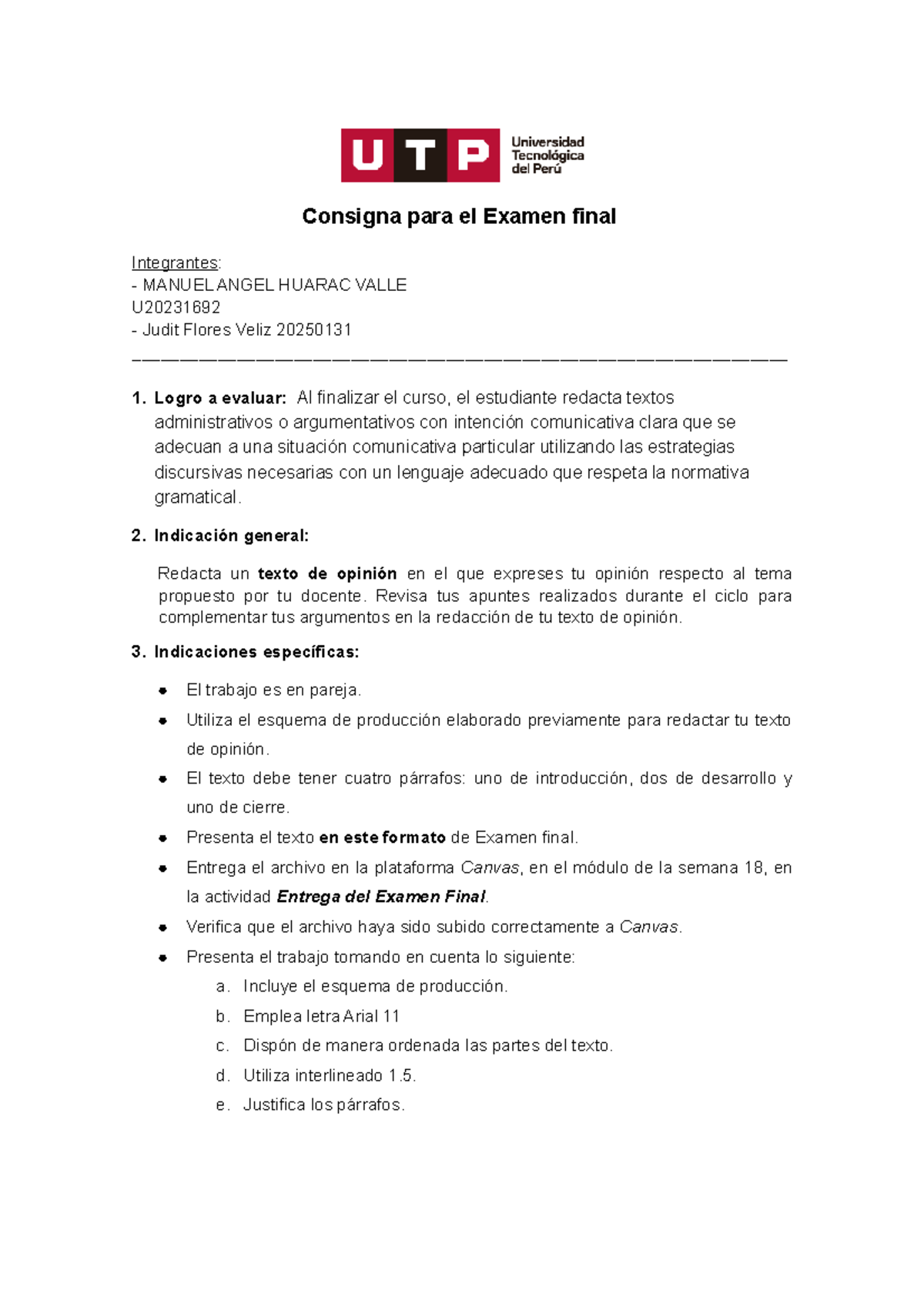 Final Redaccion - Ciclo 2 - Consigna Para El Examen Final Integrantes ...