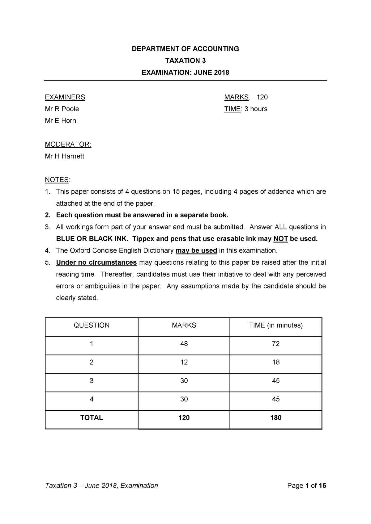 2018 06 Taxation 3 June 2018 - DEPARTMENT OF ACCOUNTING TAXATION 3 ...