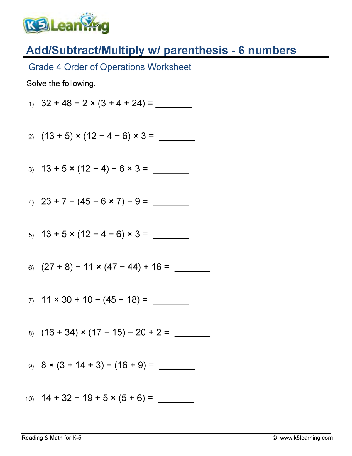 Math Test 10 - This is a worksheet you can use to help your students ...