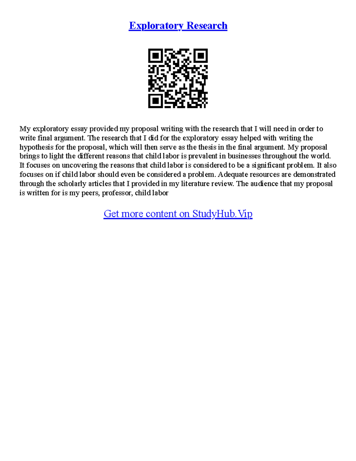 Exploratory Essay Topics - Exploratory Research My exploratory essay ...