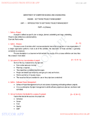 SPM UNIT 4 - Easy to learn - UNIT IV - PROJECT MANAGEMENT AND CONTROL 4 ...
