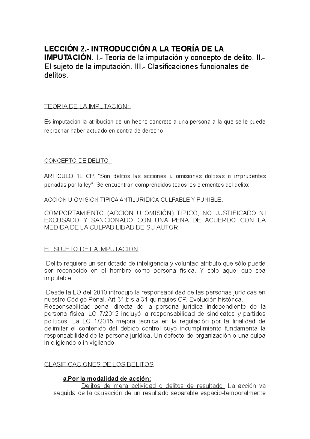 Tema 2 Dp Apuntes Tema 2 Derecho Penal LecciÓn 2 IntroducciÓn A La TeorÍa De La 5474