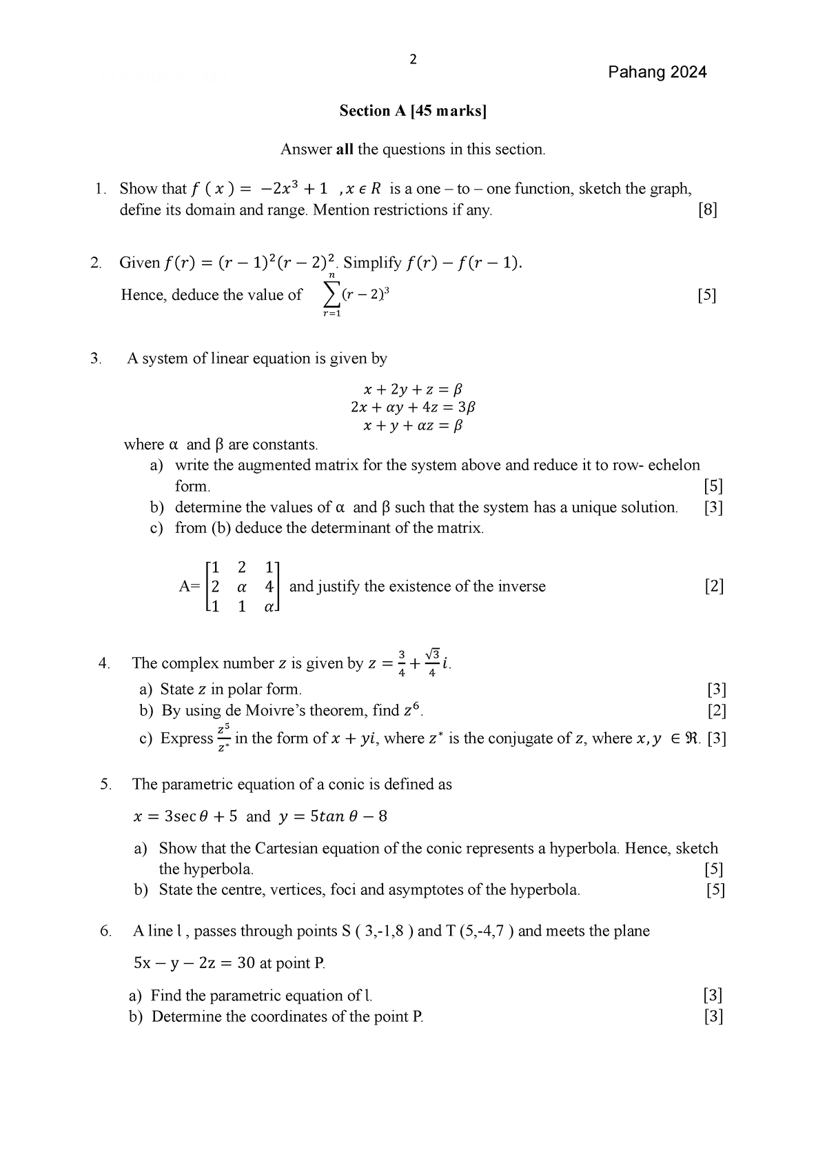 2024-1-Pahang Q - Pahang State Paper for Mathematics T - 2 CONFIDENTIAL ...