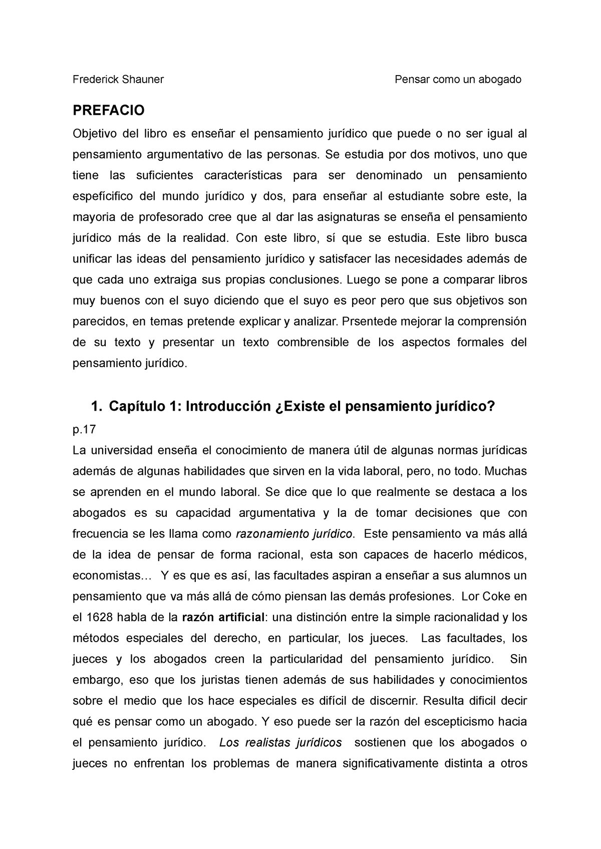 Capitulo 1   Frederick Shauner Pensar Como Un Abogado PREFACIO Objetivo