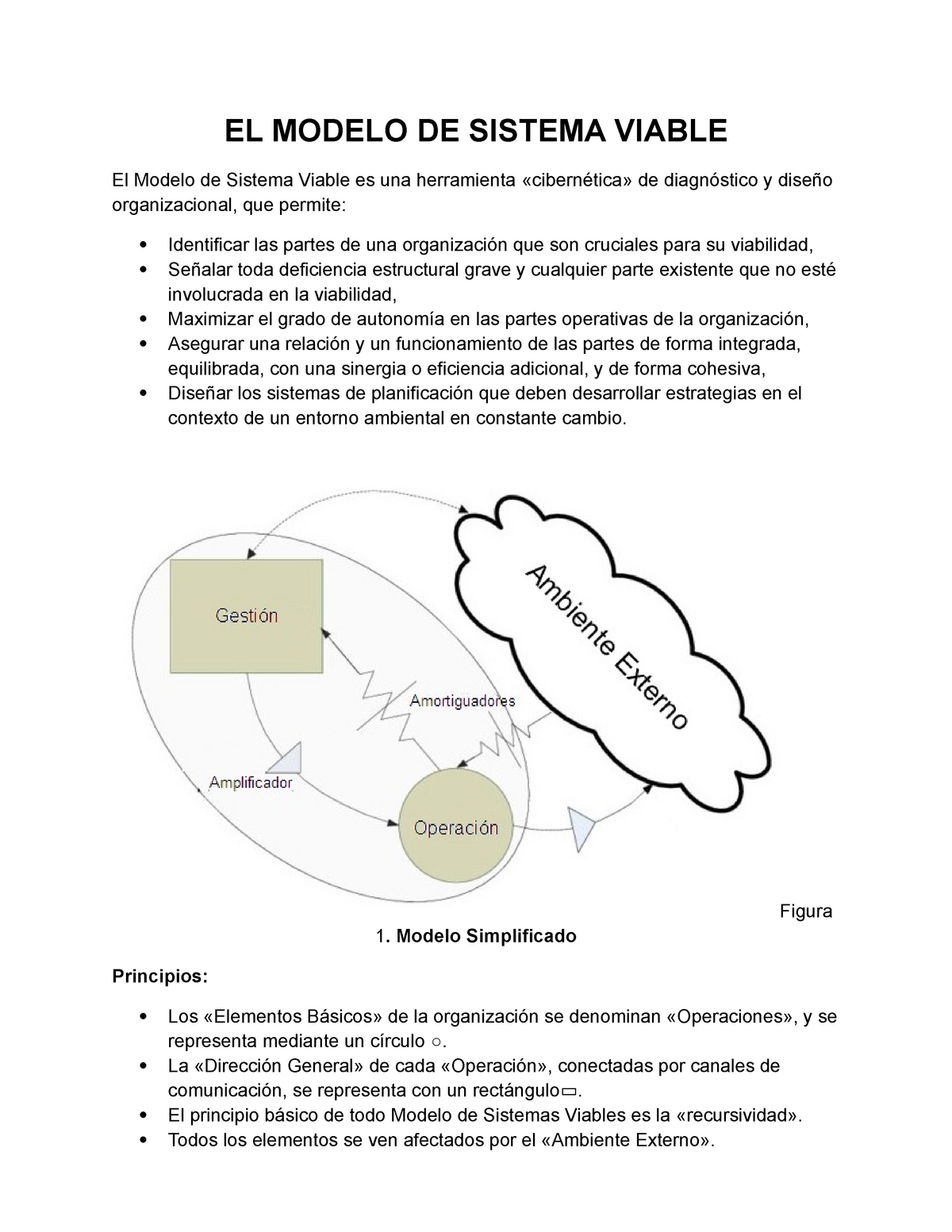 EL Modelo DE Sistema Viable - EL MODELO DE SISTEMA VIABLE El Modelo de Sistema  Viable es una - Studocu