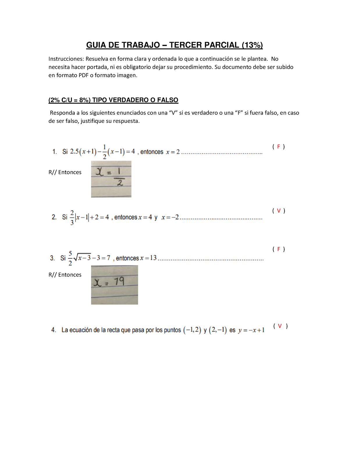 GUIA III Parcial - MATEMATICAS - GUIA DE TRABAJO – TERCER PARCIAL (13% ...