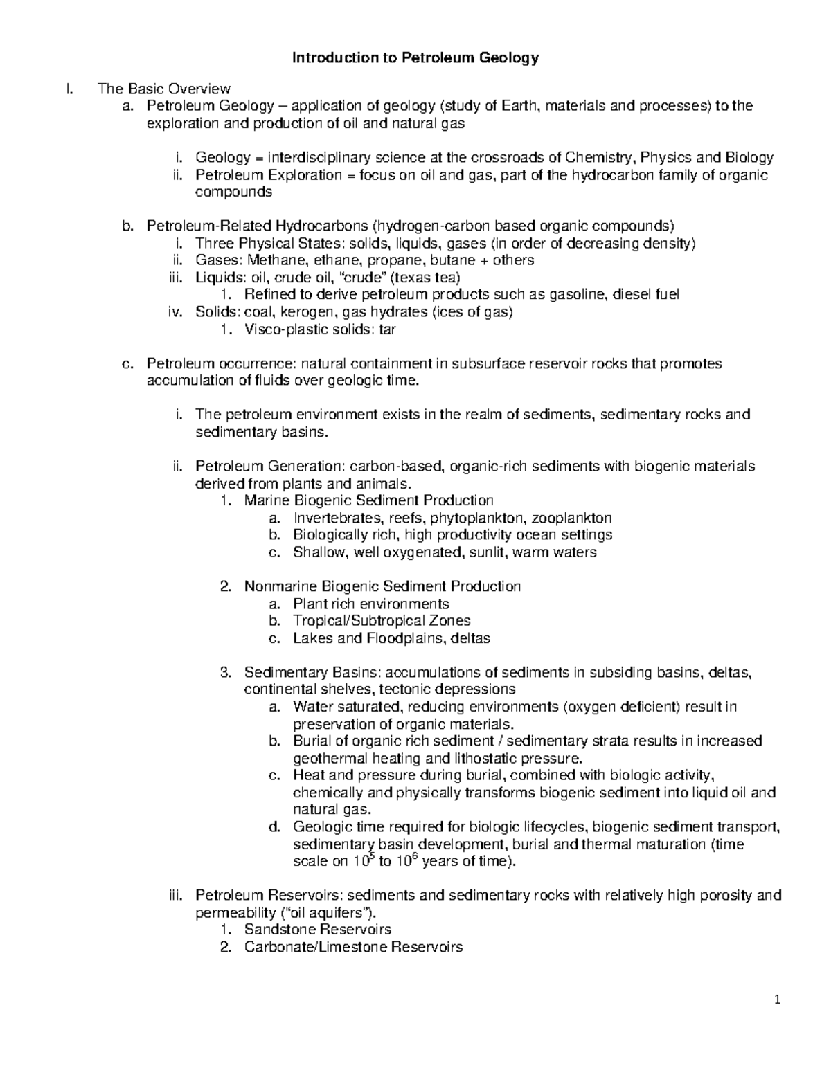 1 Introduction - see - Introduction to Petroleum Geology I. The Basic ...