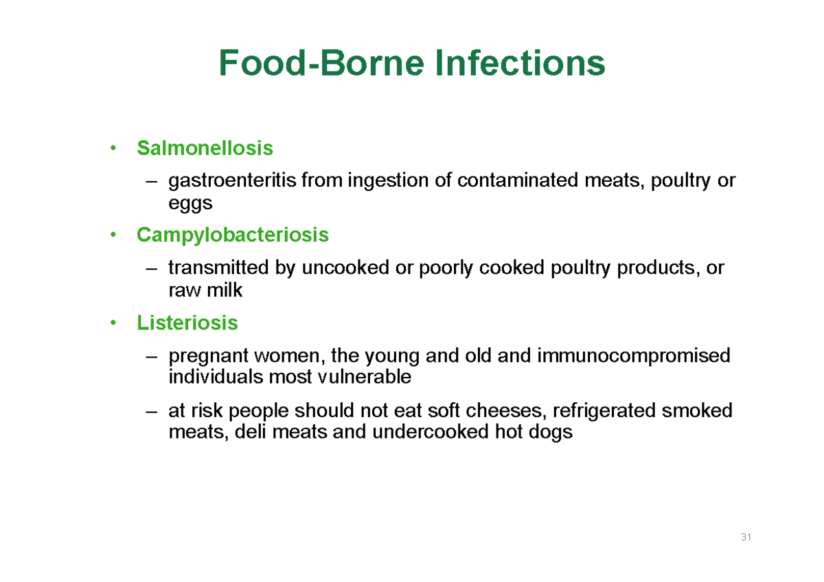 1018 Food Micro Lecture 2 FoodBorne Infections Salmonellosis gastroenteritis from ingestion