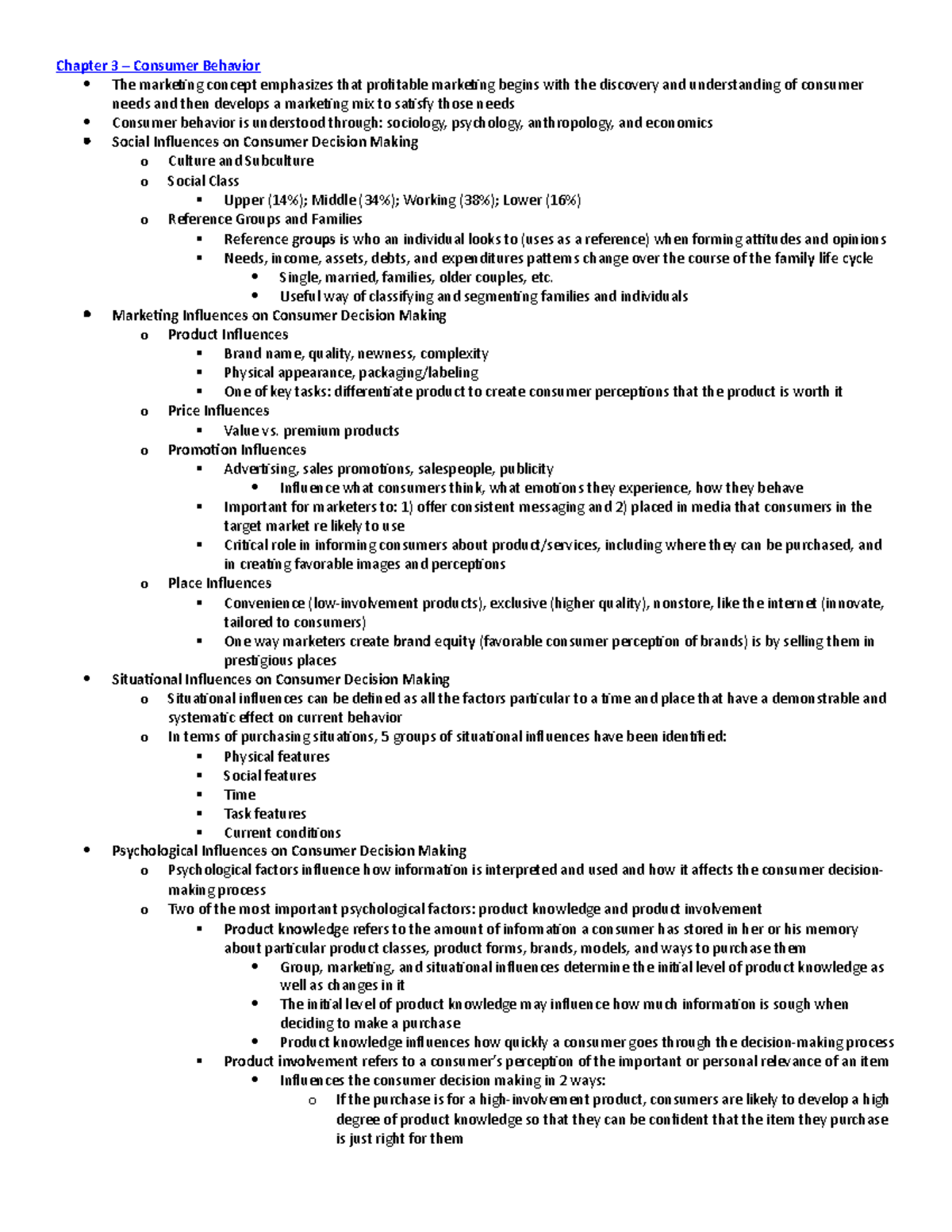 Ch 3 - Summary A Preface to Marketing Management - Chapter 3 Consumer ...