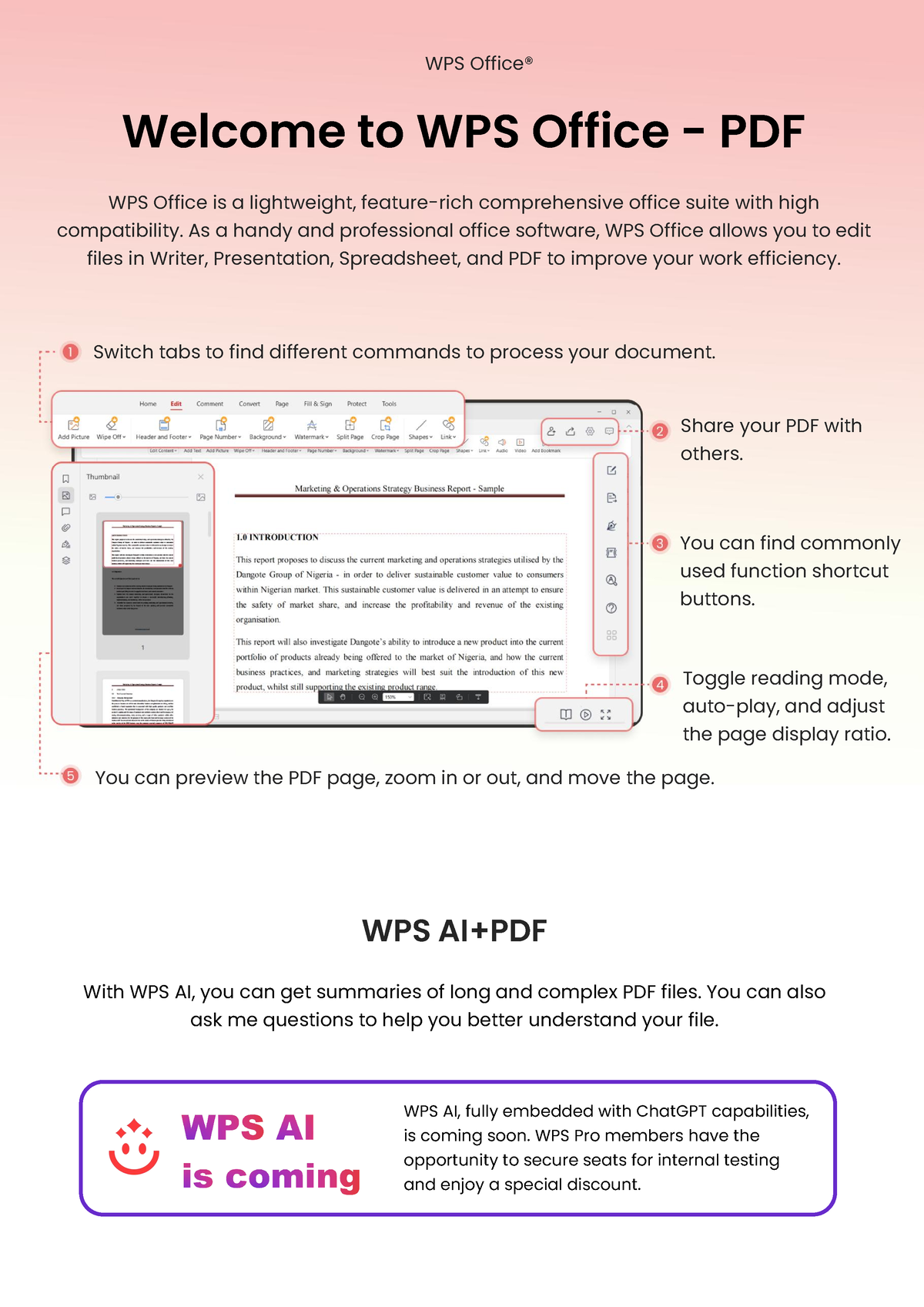 WPS PDF Quick Start Guide - WPS Office® Welcome To WPS Office - PDF WPS ...