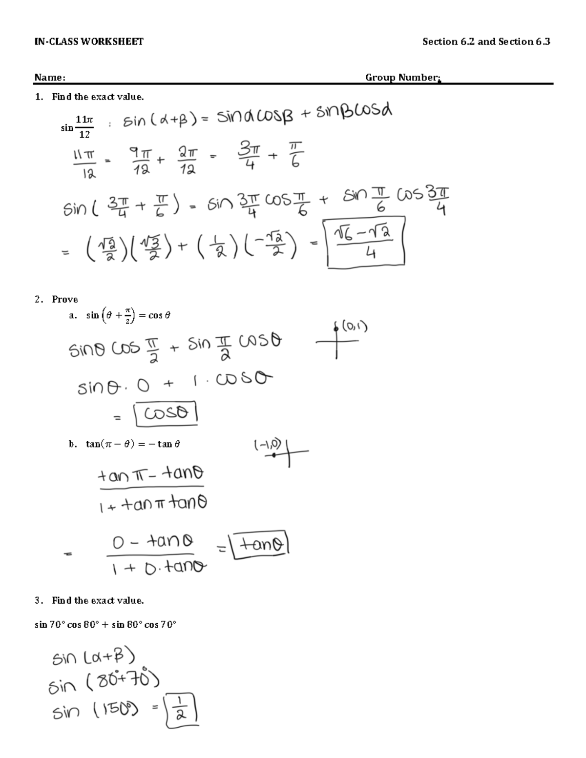 In-Class+6 - In class - MAC 1114 - IN-CLASS WORKSHEET Section 6 and ...