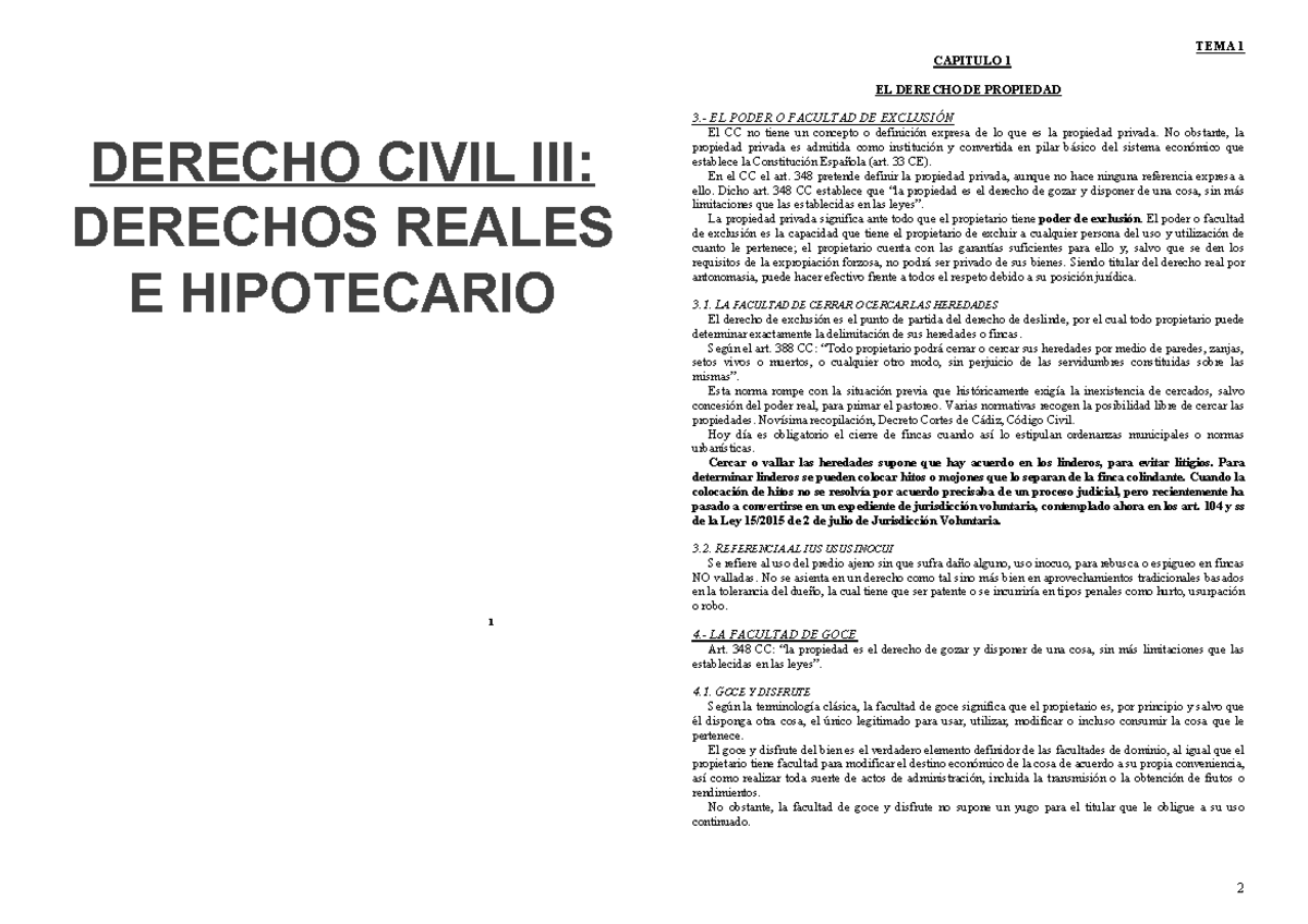 Civil Iii Reales E Hipotecario 1 Derecho Civil Iii Derechos Reales E Hipotecario Tema 1 5329