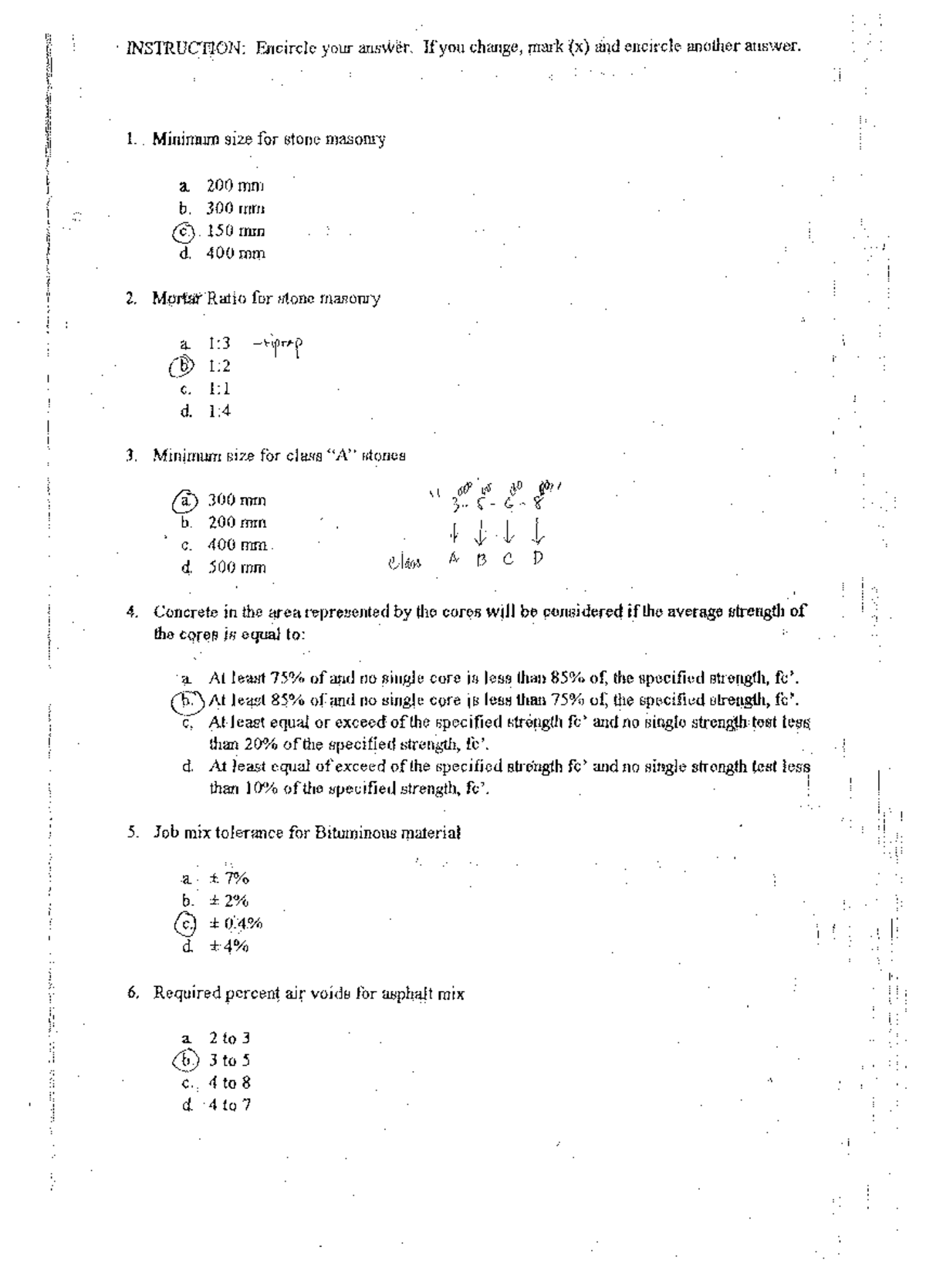 Sample/practice exam - 'i i, , INSTRUC110N: Encircle your answer, lfyou ...