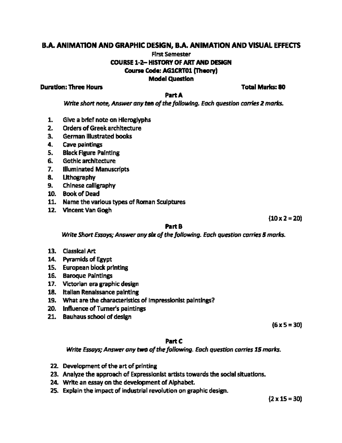 History first sem model B. ANIMATION AND GRAPHIC DESIGN, B. ANIMATION