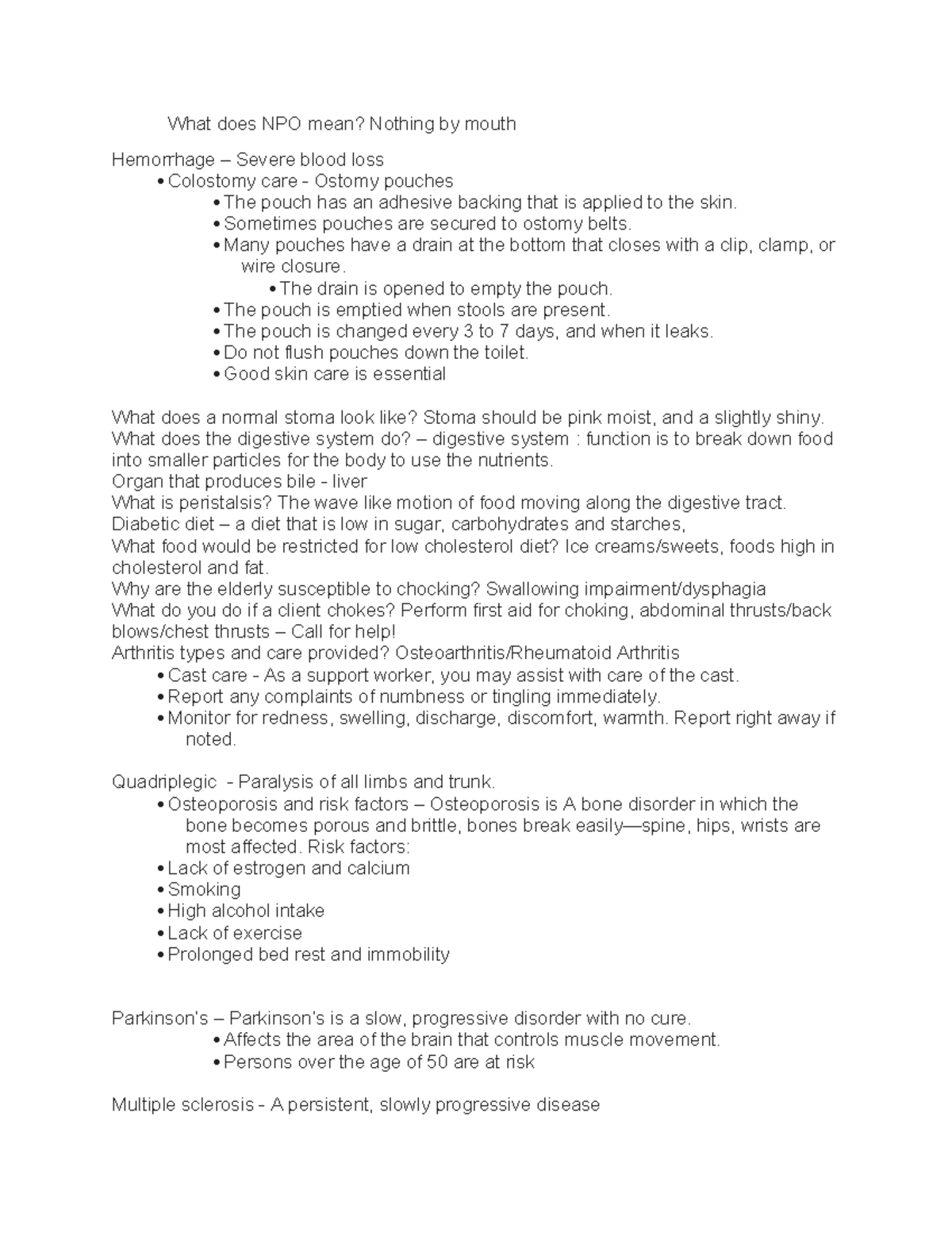 Practice - What does NPO mean? Nothing by mouth Hemorrhage – Severe ...