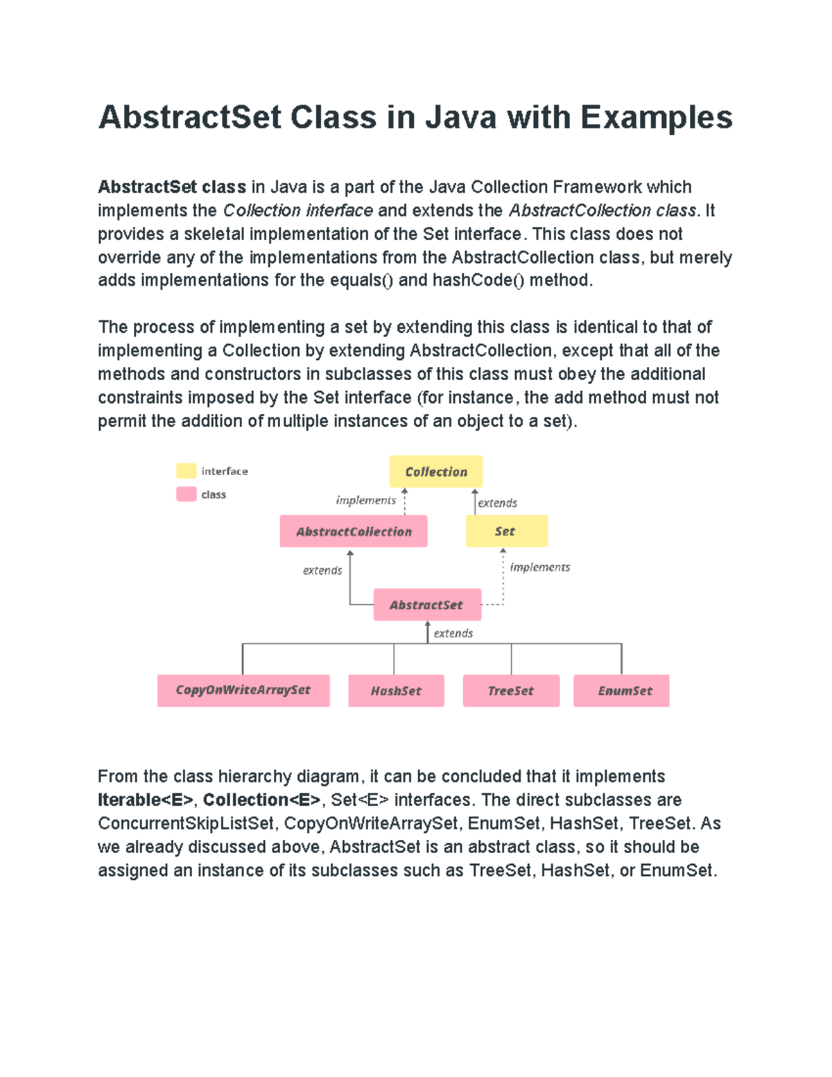 Abstract Set Class in Java with Examples - AbstractSet Class in Java ...