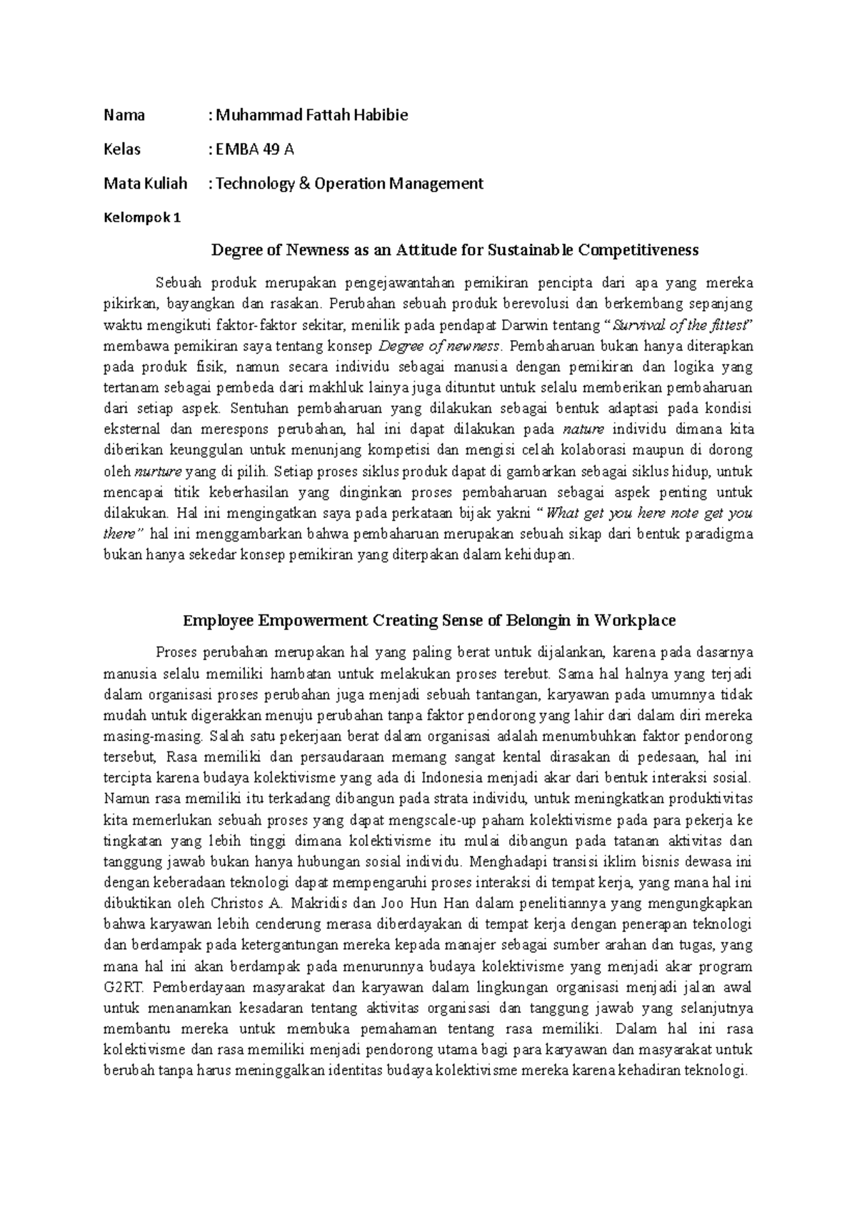 Reflective Paper TOM - G2RT - Nama : Muhammad Fattah Habibie Kelas ...