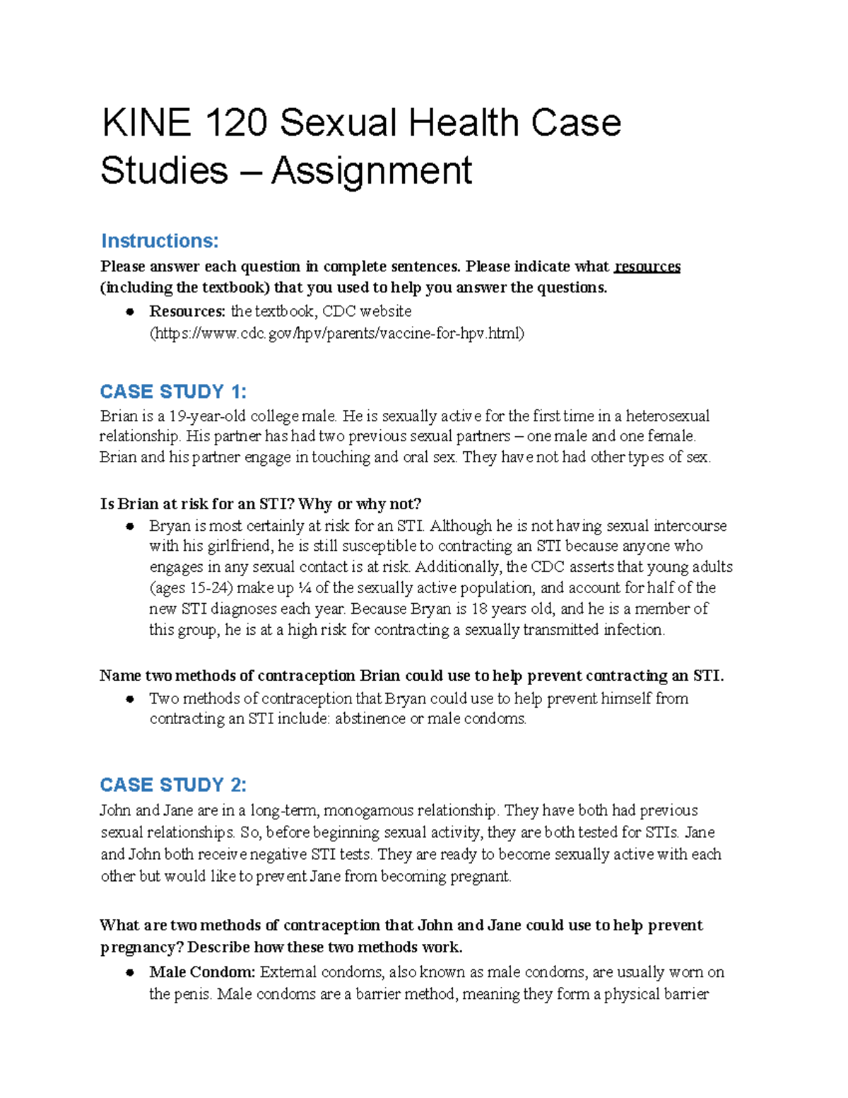 Assignment Sexual Health Case Studies 2 Tagged KINE 120