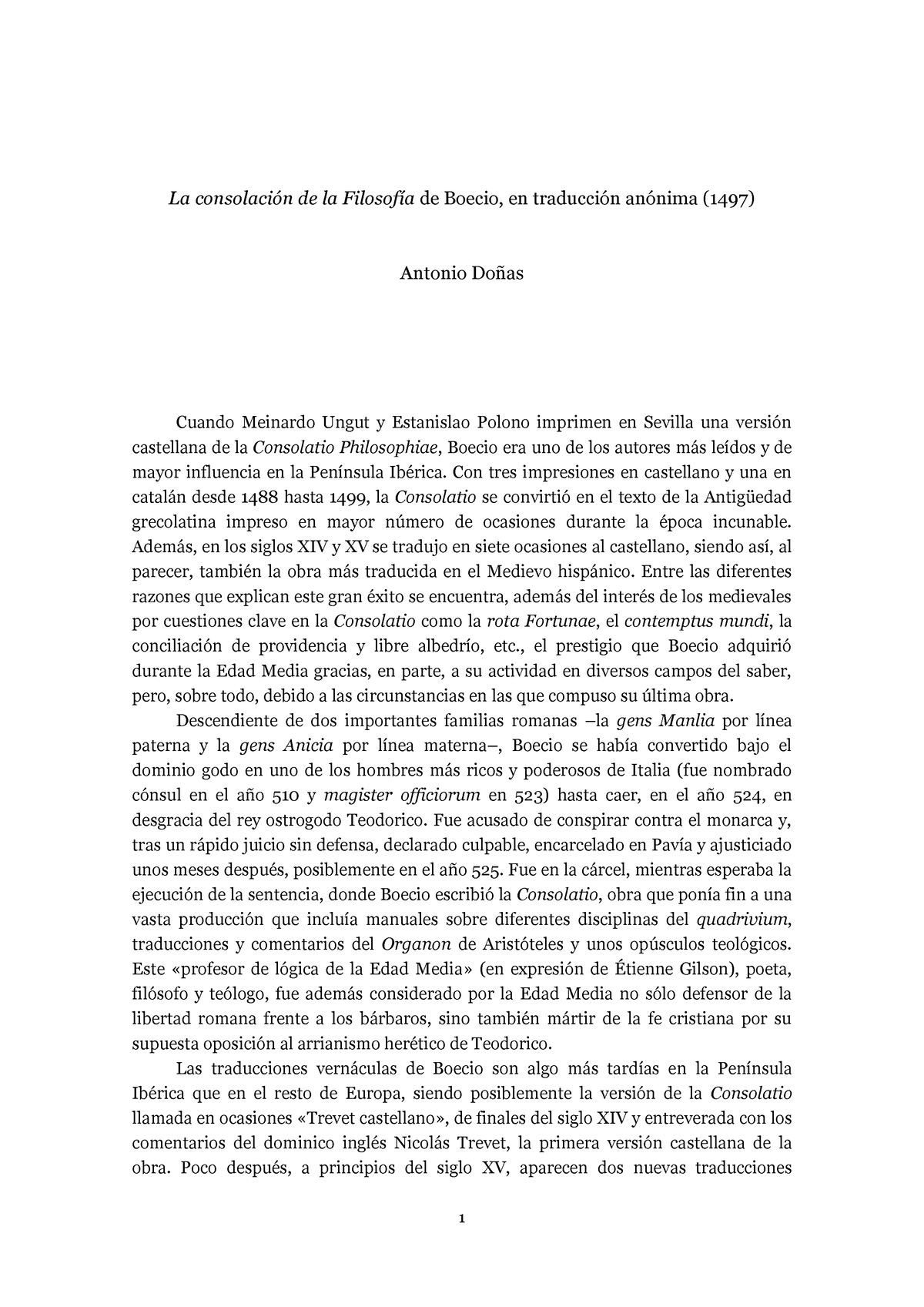 La Consolacion De La Filosofia De Boecio En Traduccion Anonima 1497