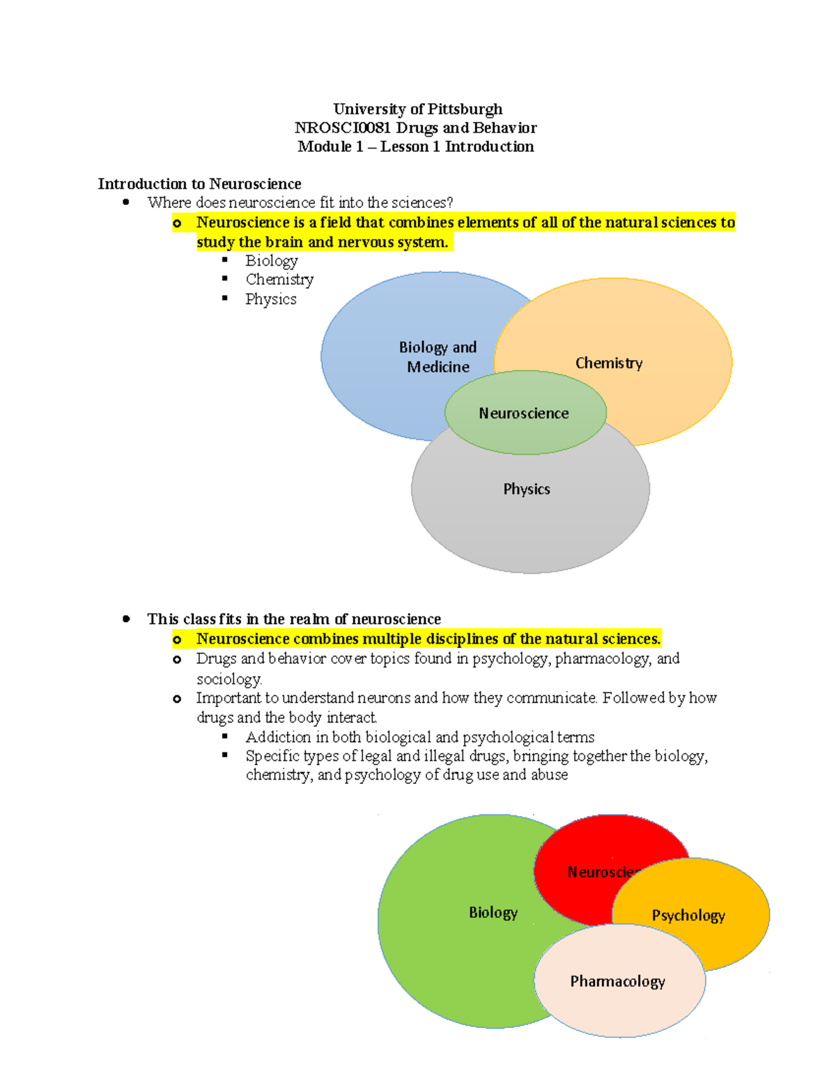 Module 1: Introduction To Drugs And Behavior Notes - University Of ...