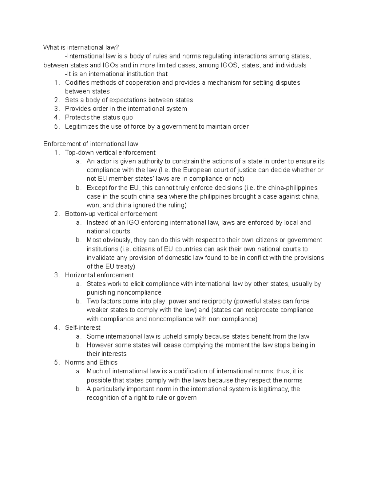 Int law 101921 Lecture notes 7 What is international law? law is