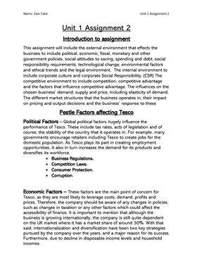 unit 8 assignment 2 business level 3 tesco