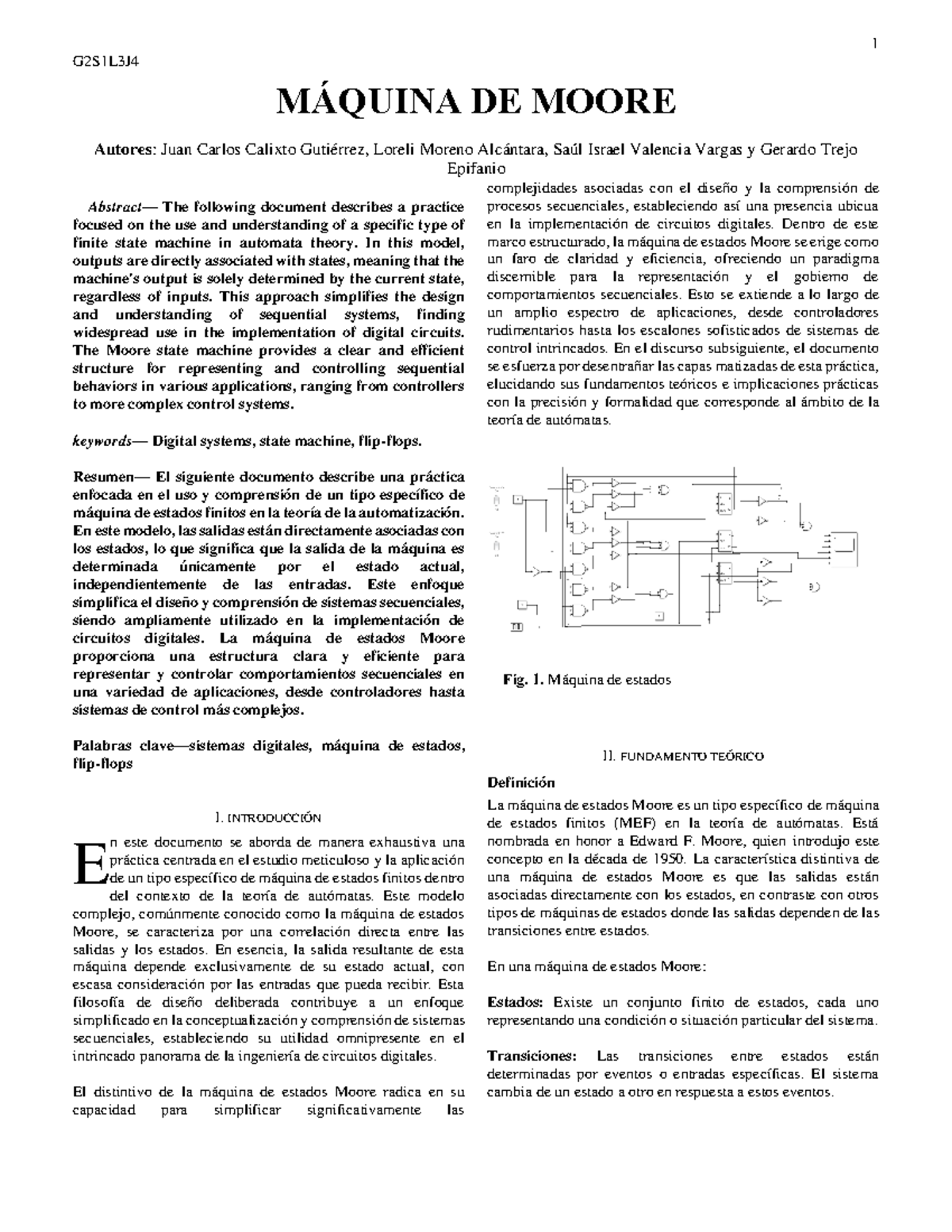 Maquina de Moore - mmm - G2S1L3J MÁQUINA DE MOORE Autores: Juan Carlos ...