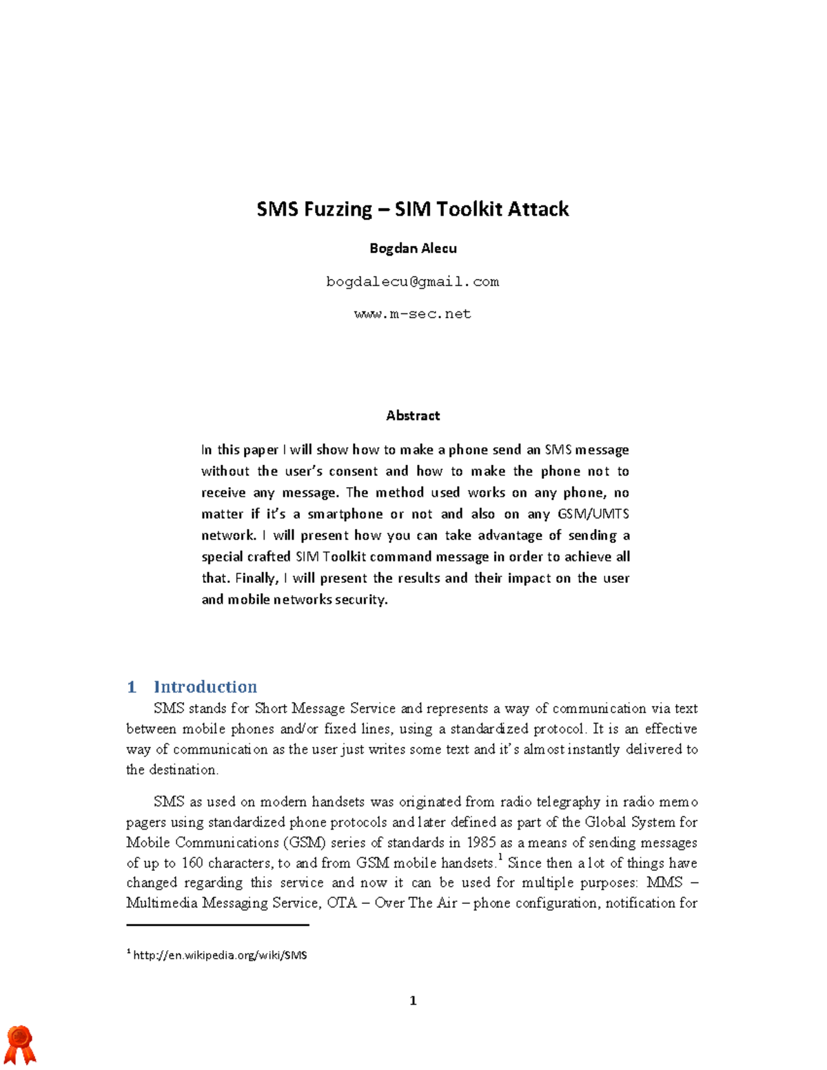 DEF CON 21 BogdanAlecuAttackingSIMToolkitwithSMSWP SMS