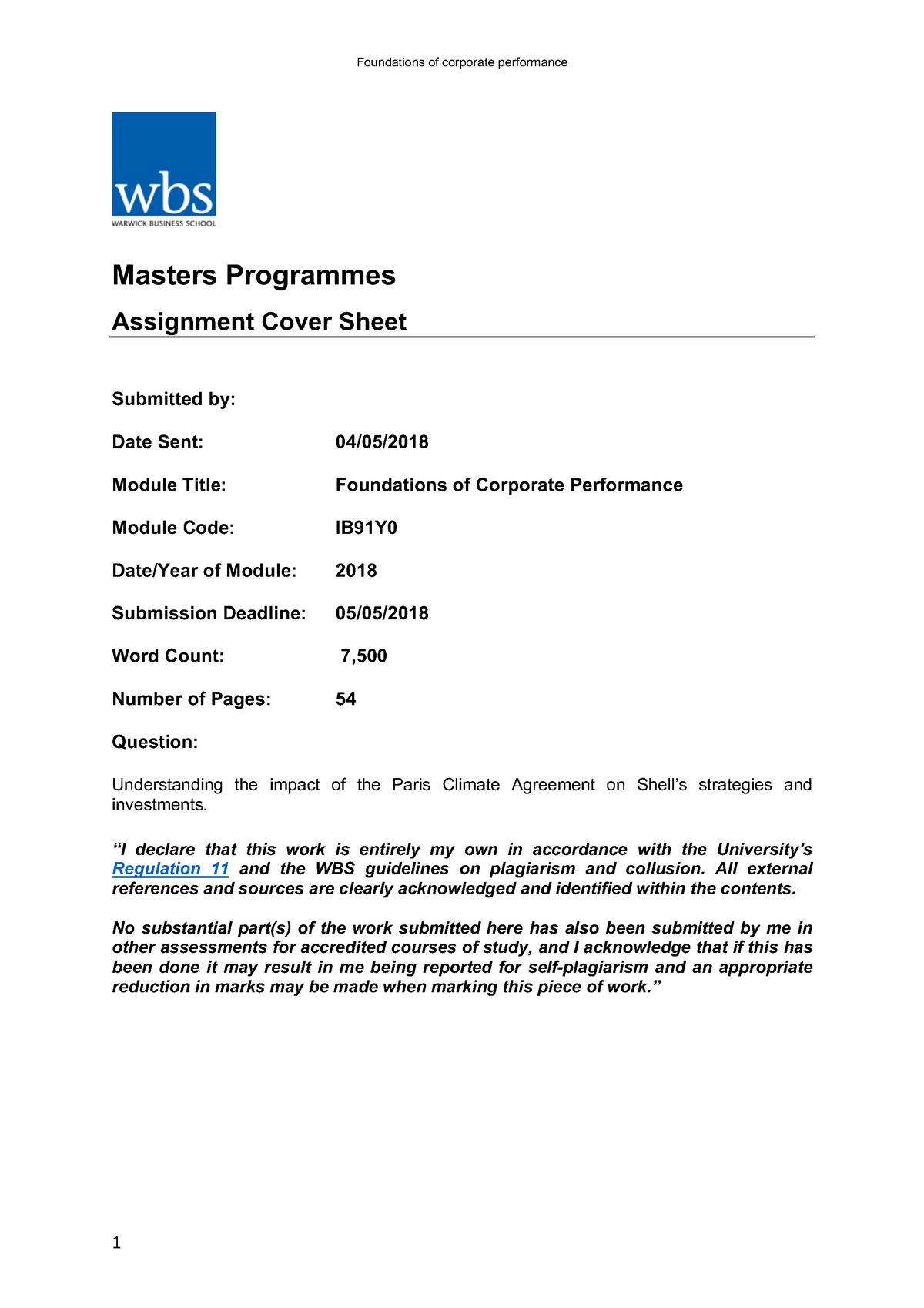 university of warwick dissertation