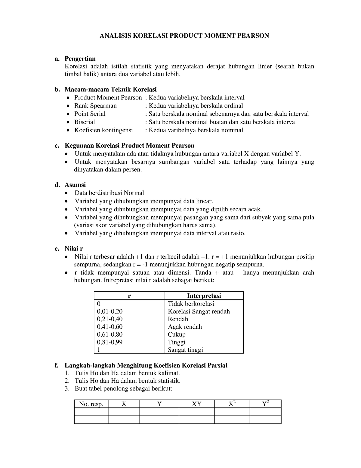 Korelasi Product Moment - ANALISIS KORELASI PRODUCT MOMENT PEARSON A ...