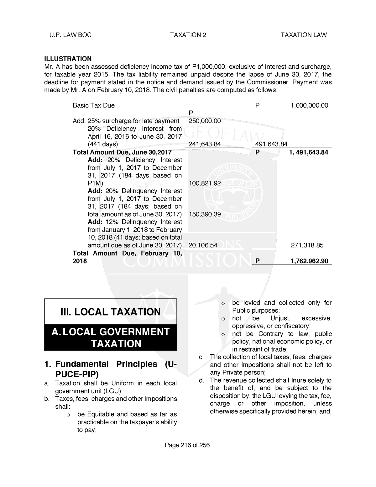 7. Local Government Tax - ILLUSTRATION Mr. A Has Been Assessed ...