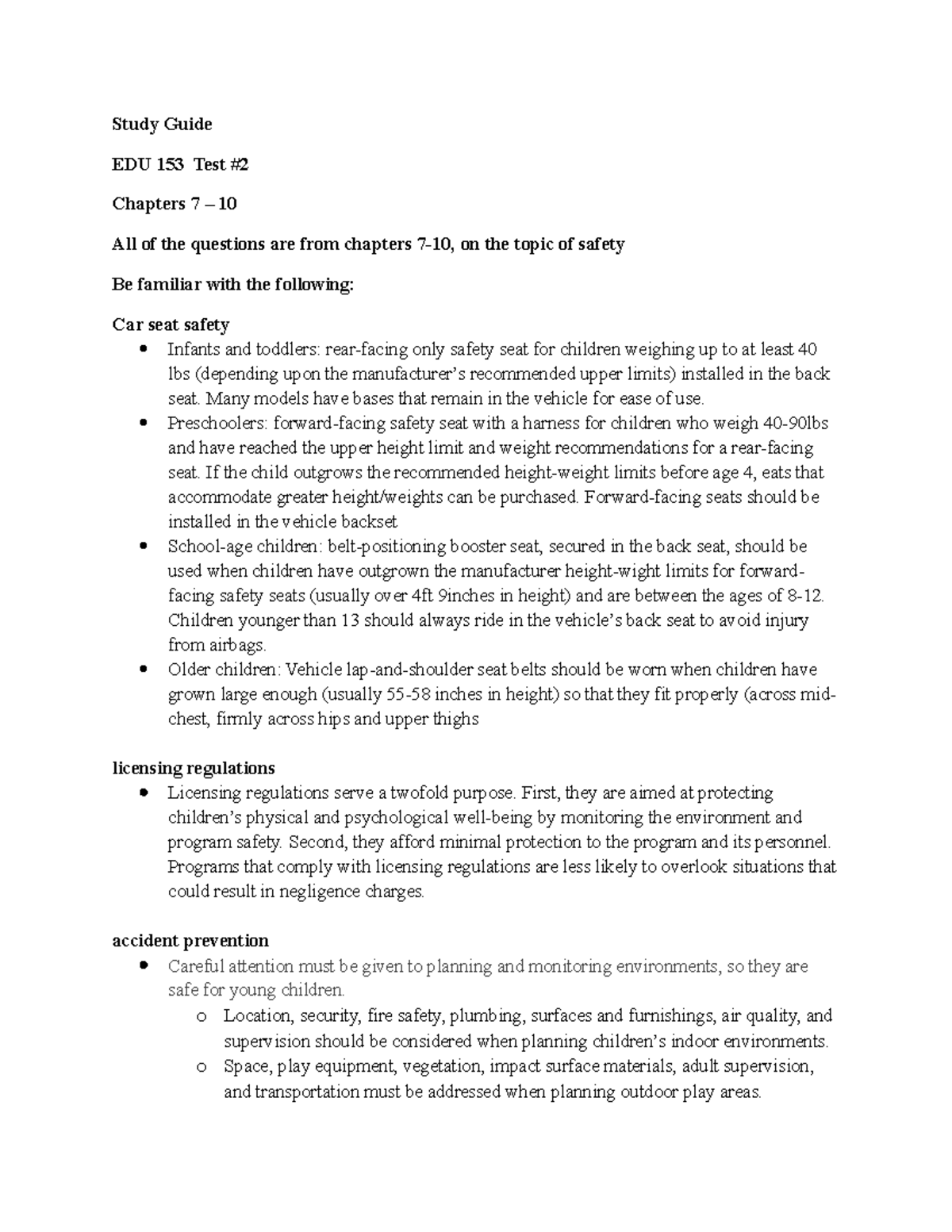 Study Guide Test #2 - Study Guide EDU 153 Test # Chapters 7 – 10 All of ...