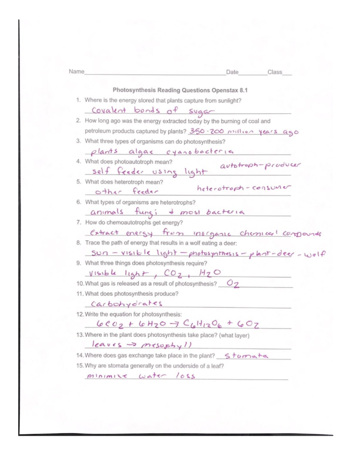 8.1 Reading questions Key - BIO 101 - Studocu