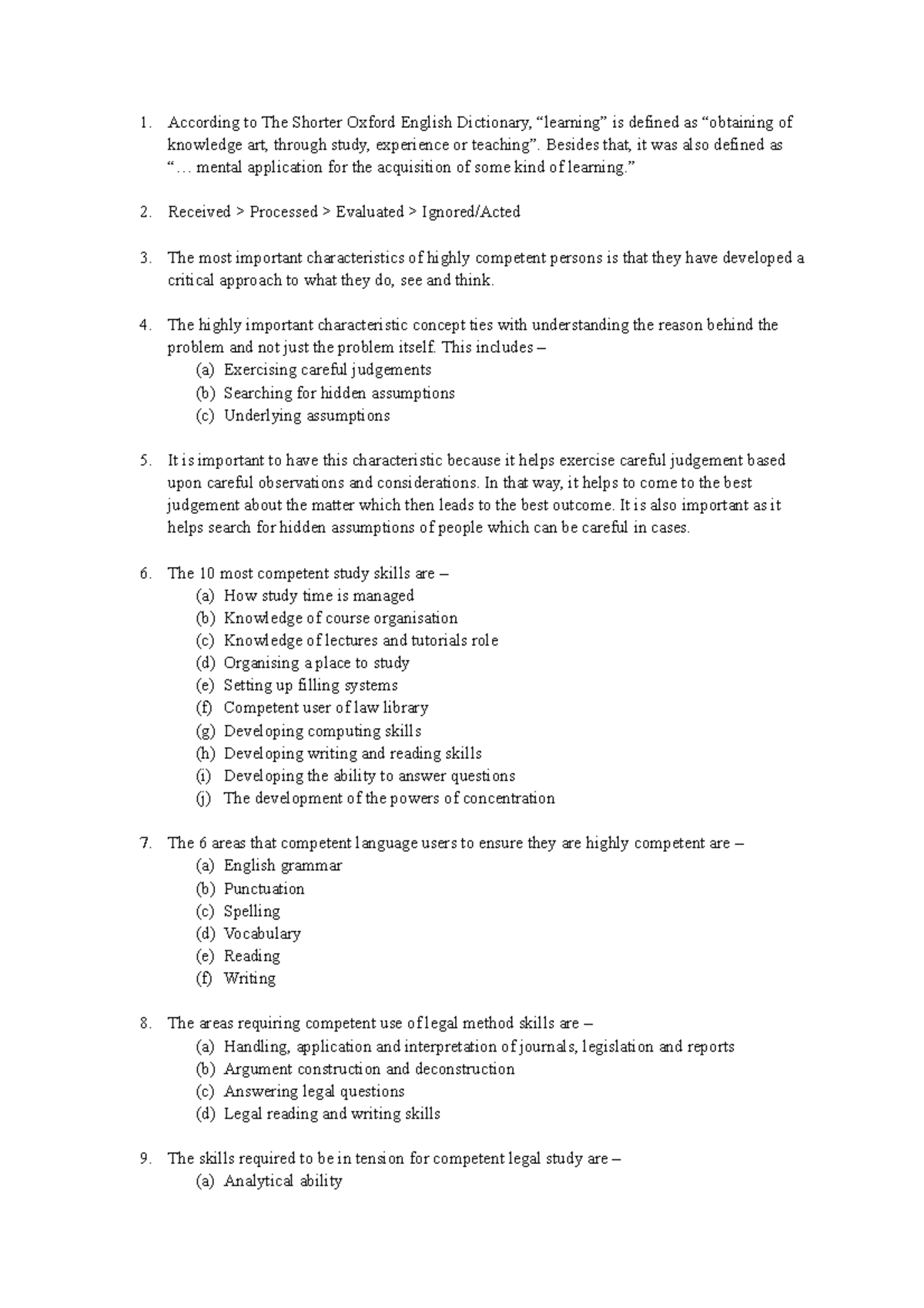 T1 - Tutorial Answers For Legal Method - 1. According To The Shorter ...