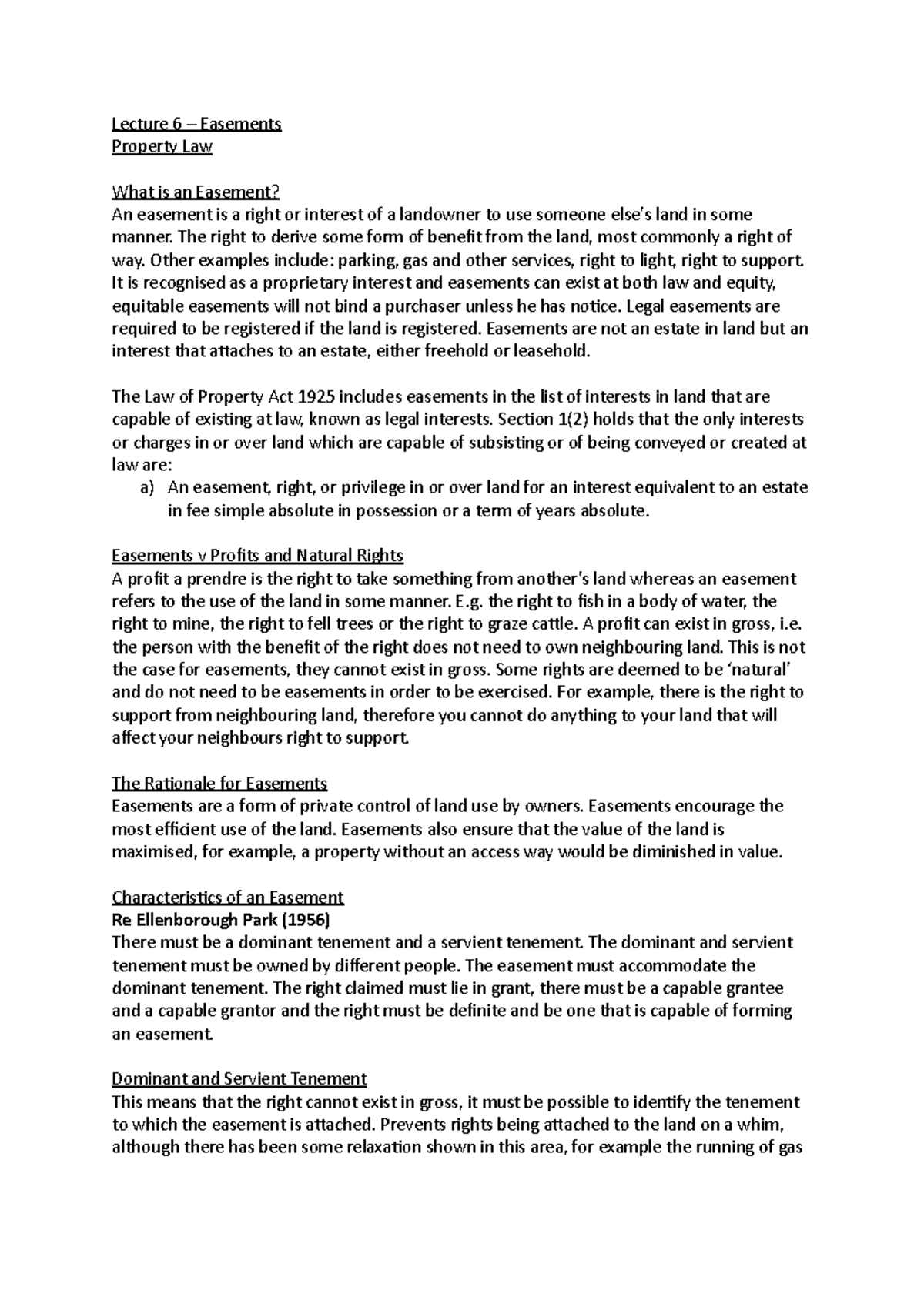 Lecture 6 – Easements - First Class Notes - Lecture 6 – Easements ...