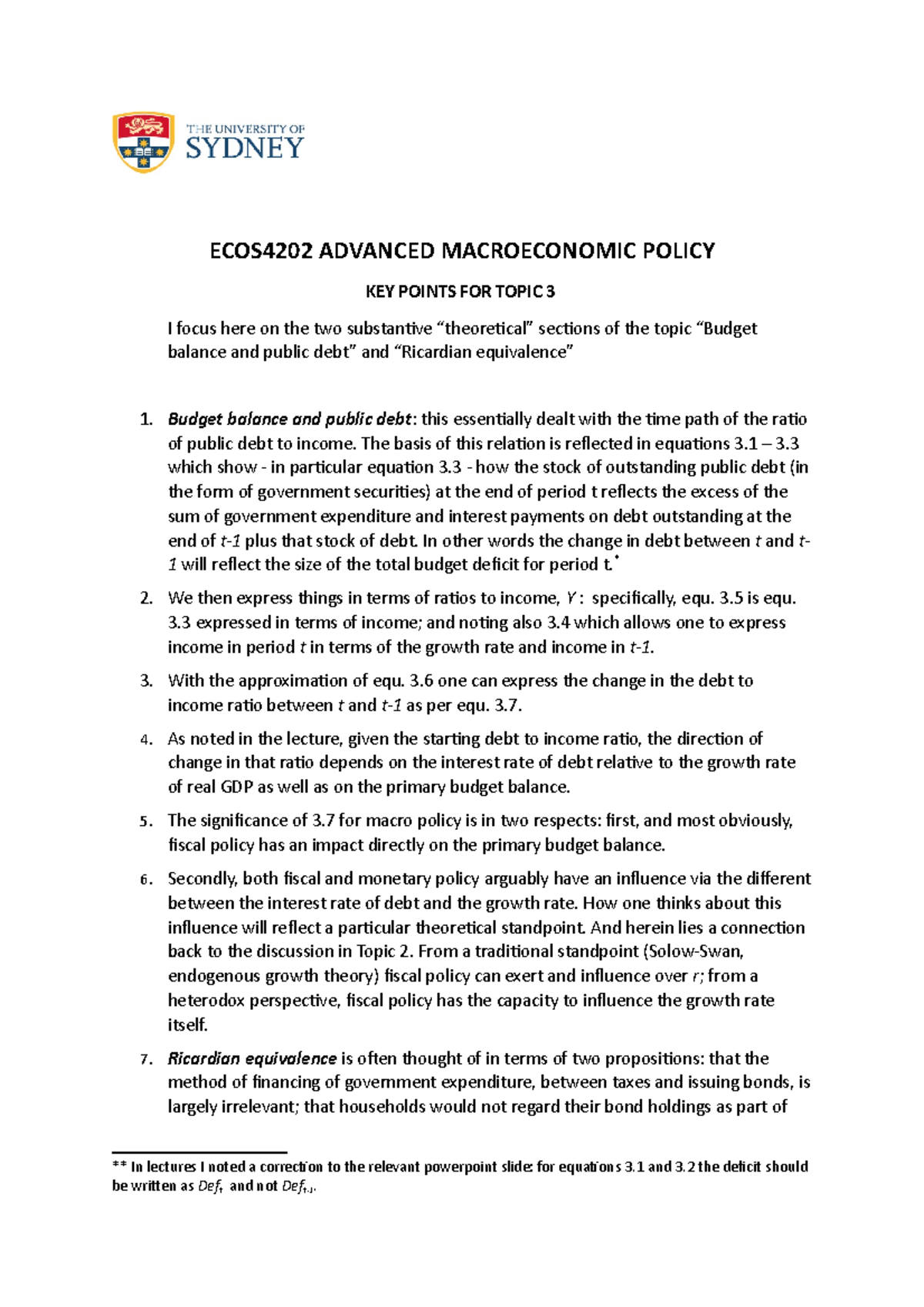 topic-3-summary-points-n-a-ecos4202-advanced-macroeconomic-policy