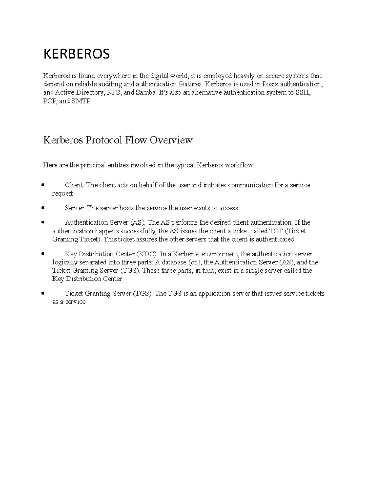 Kerberos - Security notes - KERBEROS Kerberos is found everywhere in ...