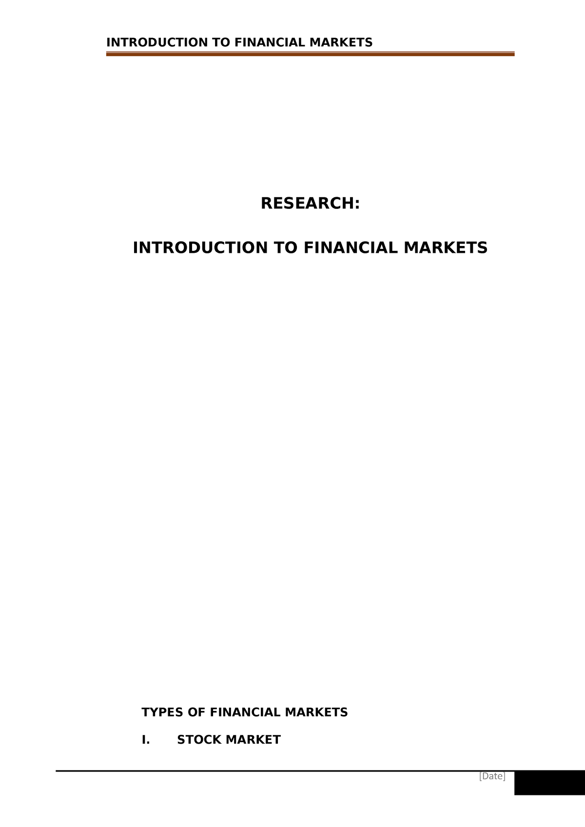 financial market dissertation