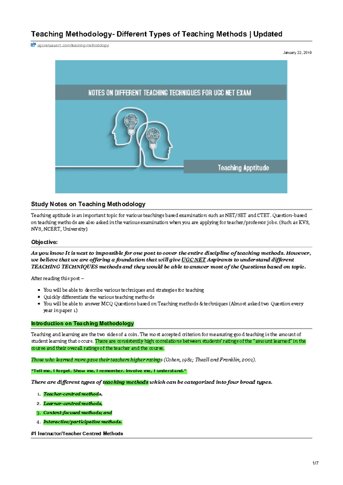 Teaching Aptitude Study Notes Part 4 - January 22, 2019 Teaching ...