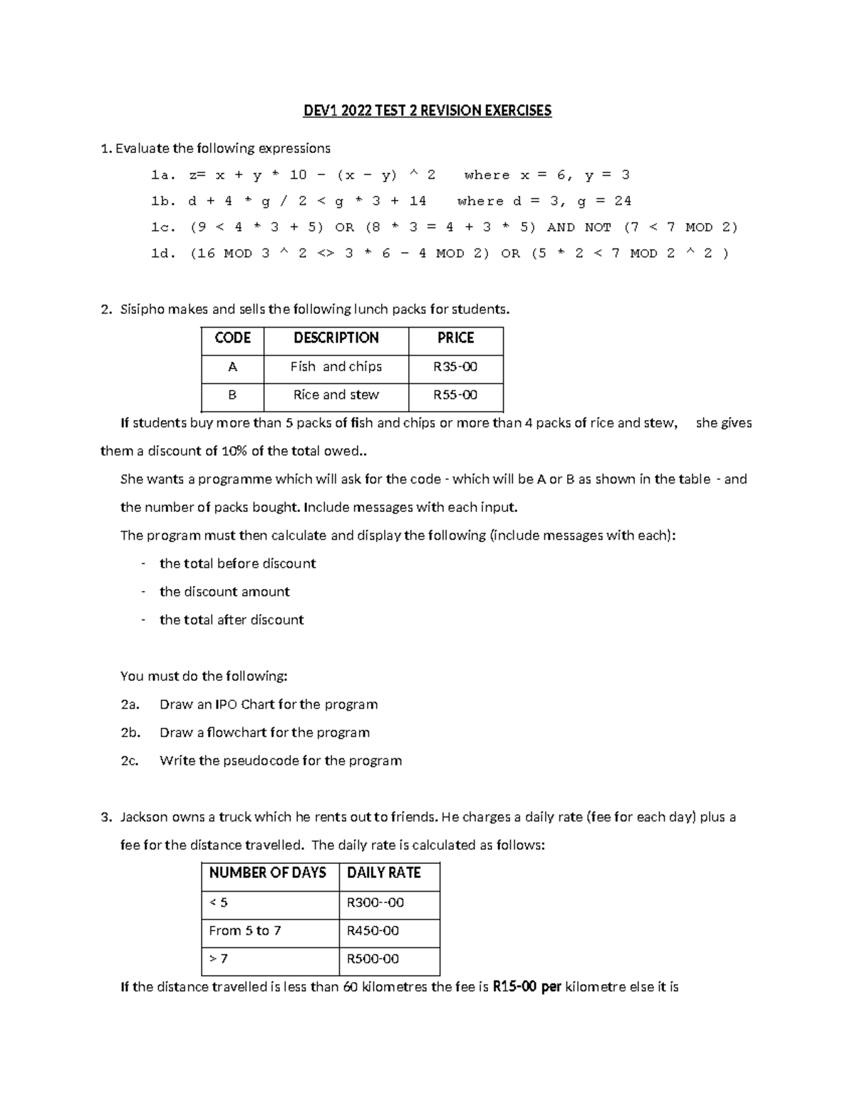 2022 DEV1 Revision Exercises FOR TEST 2 (002) - DEV1 2022 TEST 2 ...