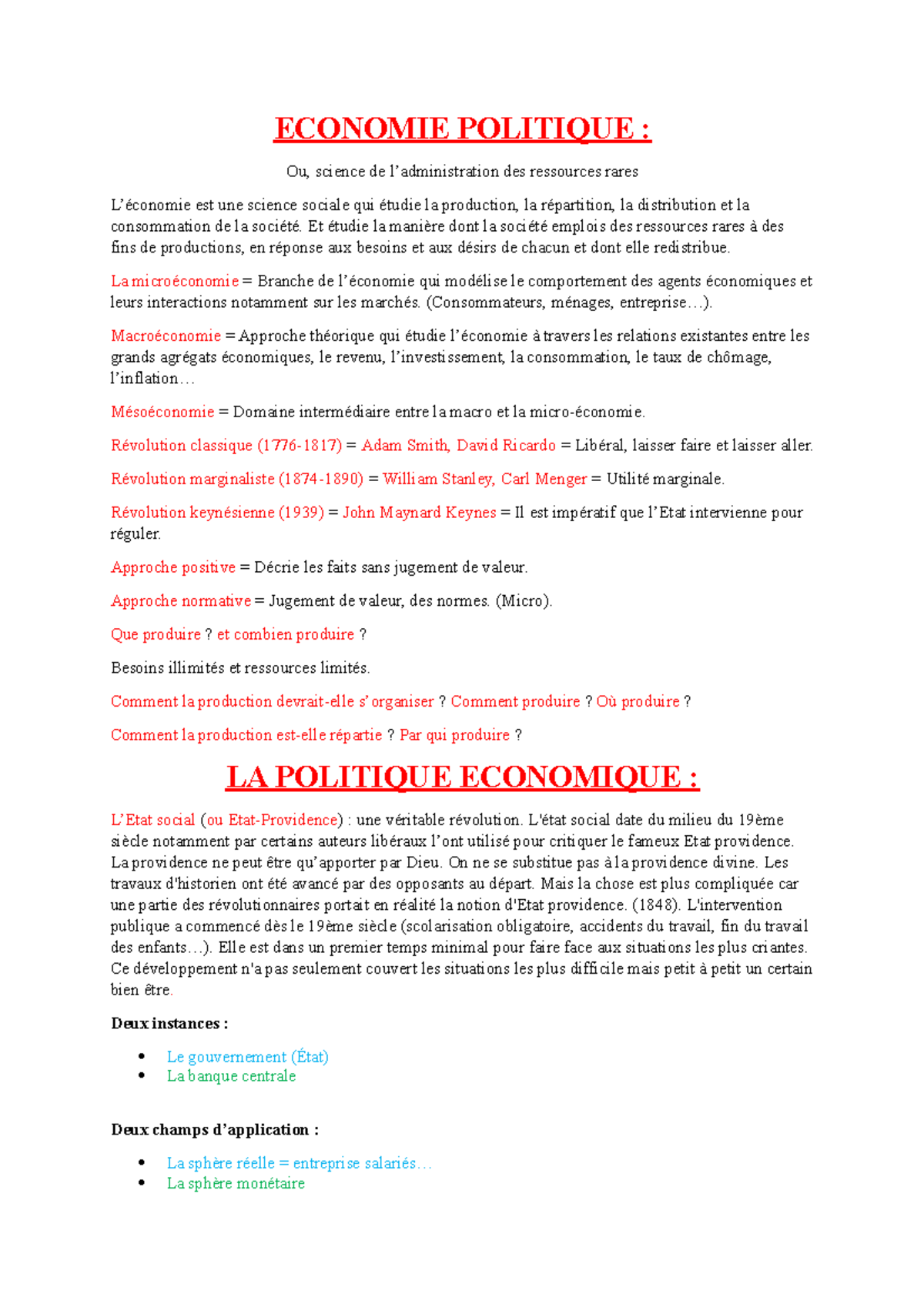 Economie Politiques - Note De Cours - ECONOMIE POLITIQUE : Ou, Science ...