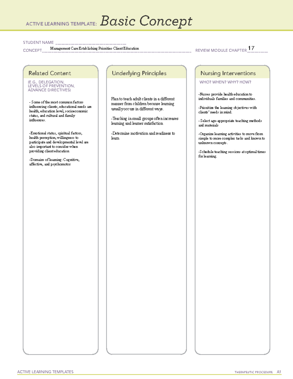 Managing Client Care Ati Template