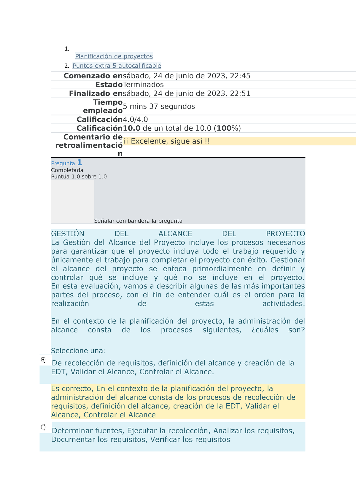 Planificación De Proyectos Autocalificable Semana 5 - Planificación De ...