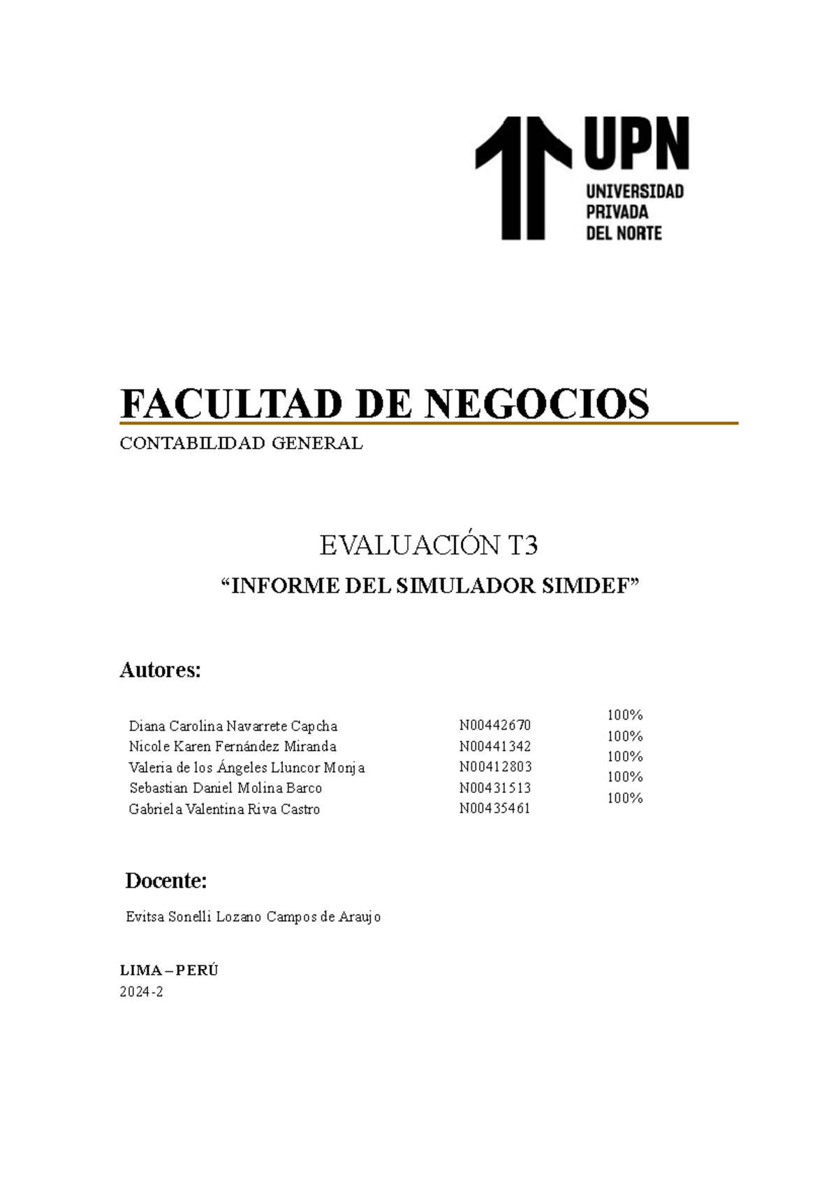 Contabilidad Listo Facultad De Negocios Contabilidad General