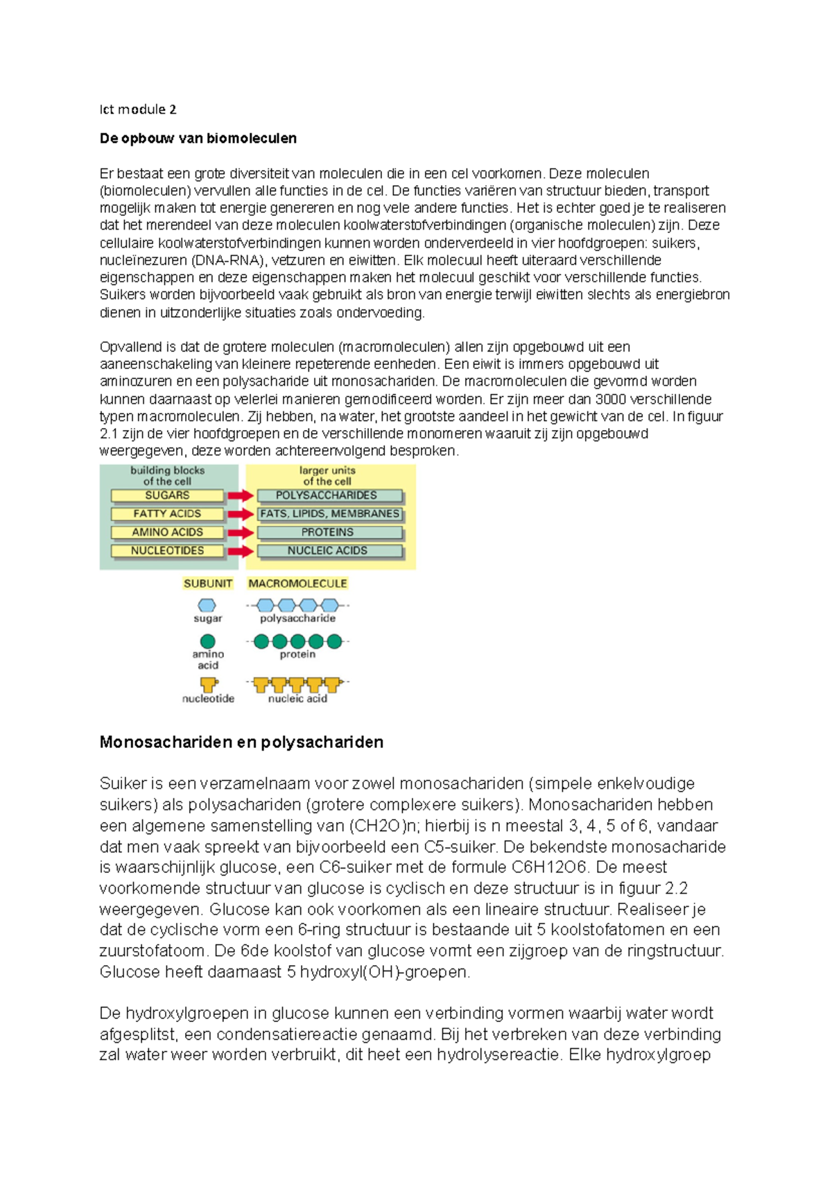 Ict Module 2 - Deze Moleculen (biomoleculen) Vervullen Alle Functies In ...